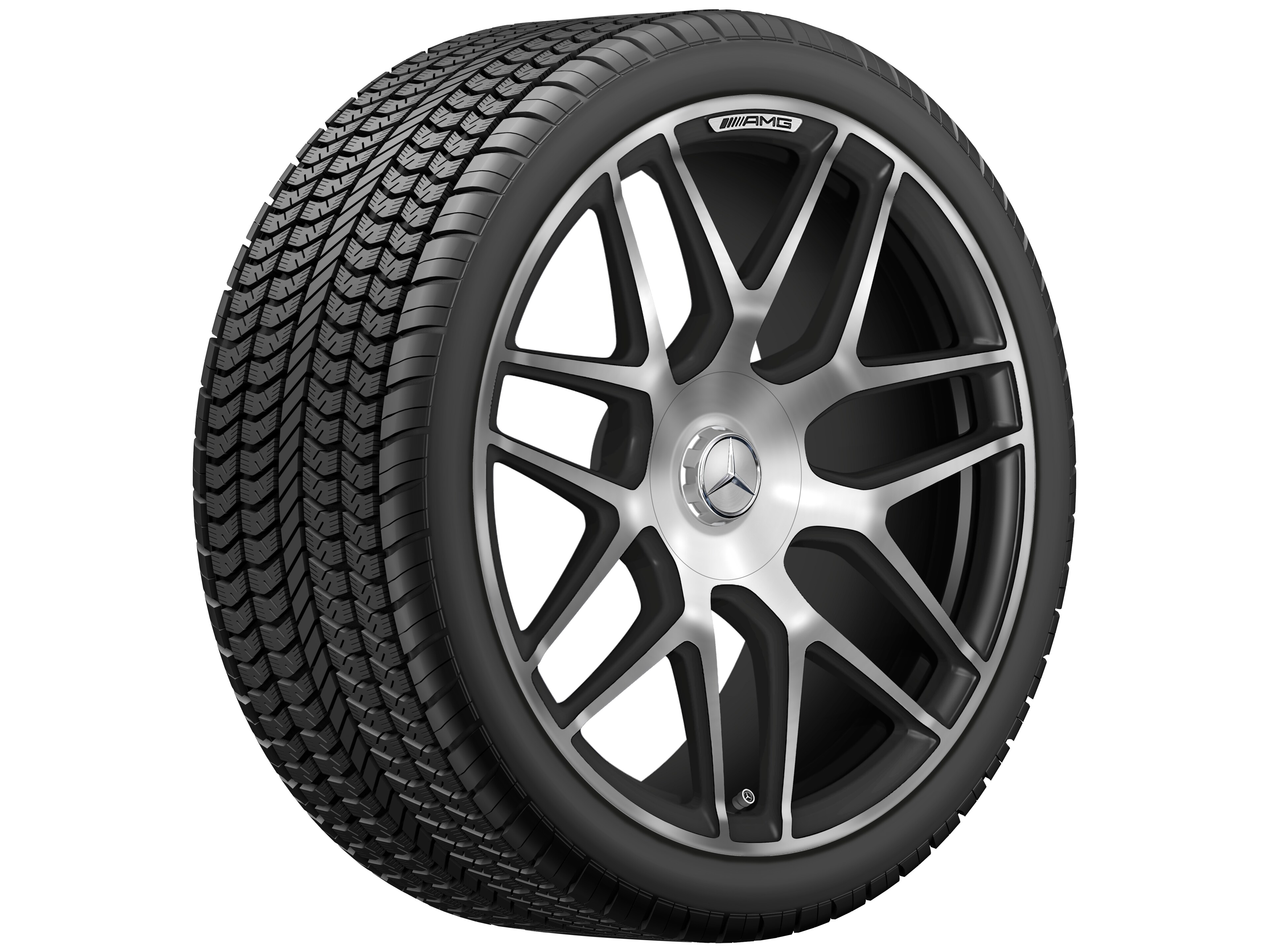 Llanta forjada AMG en diseño de radios cruzados, 55,9 cm (22 pulgadas) - 10 J x 22 ET 36, negro mate, pulido a alto brillo