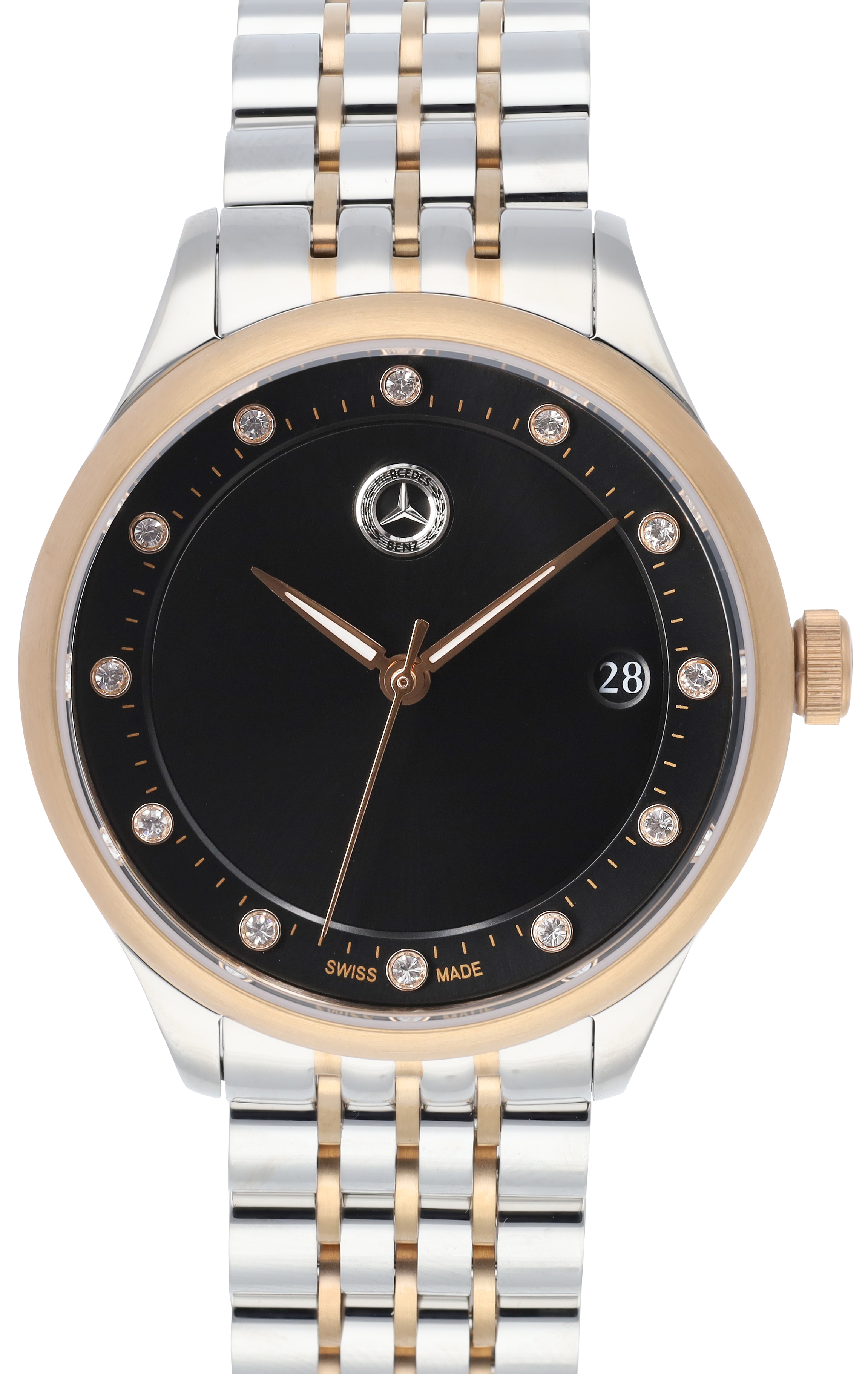Reloj de pulsera, señora, Classic, Elegance - negro / plata / dorado rosa, Acero inoxidable