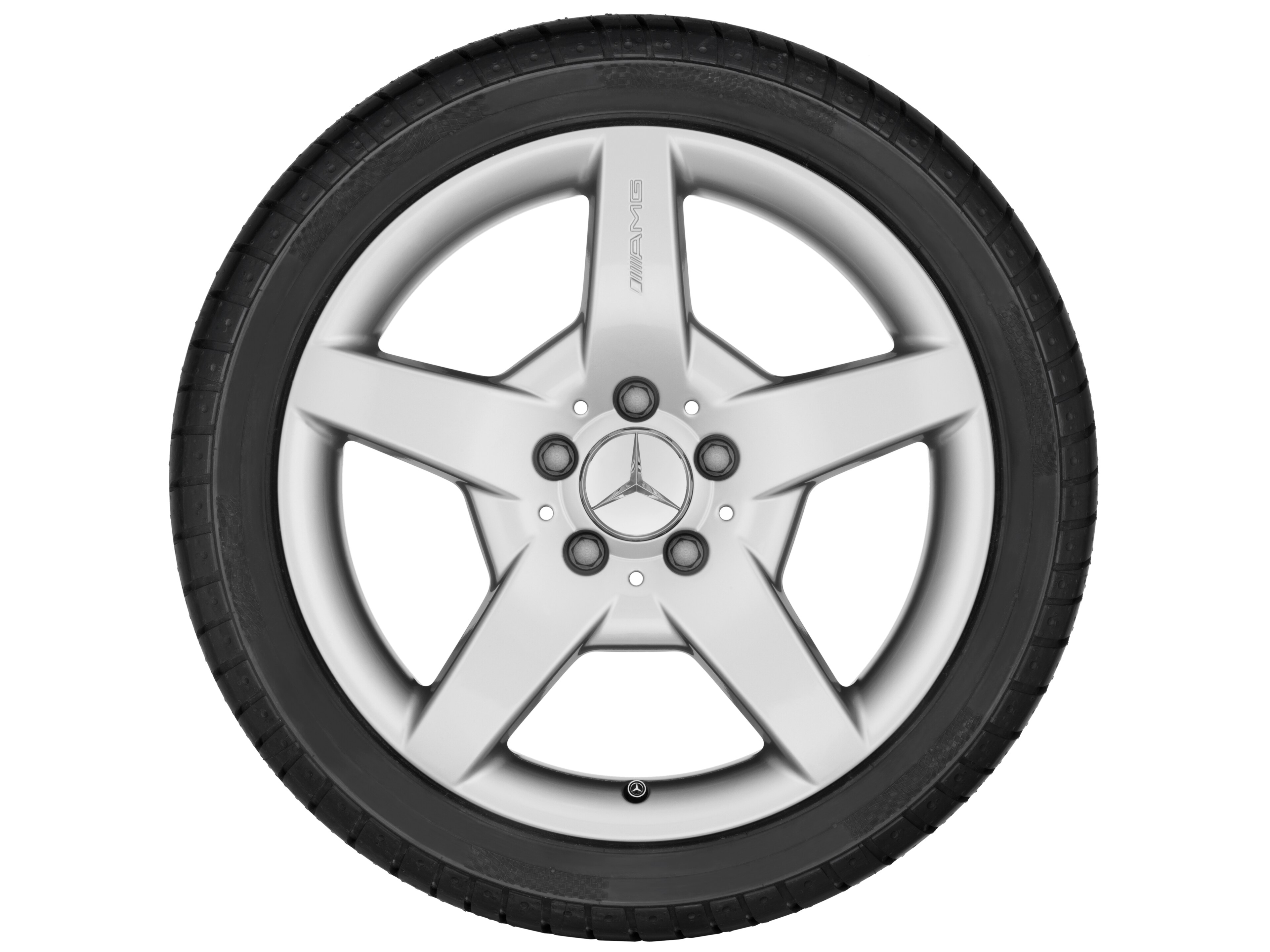 Llanta AMG de 5 radios, 45,7 cm (18 pulgadas) - 8 J x 18 ET 34, plata titanio