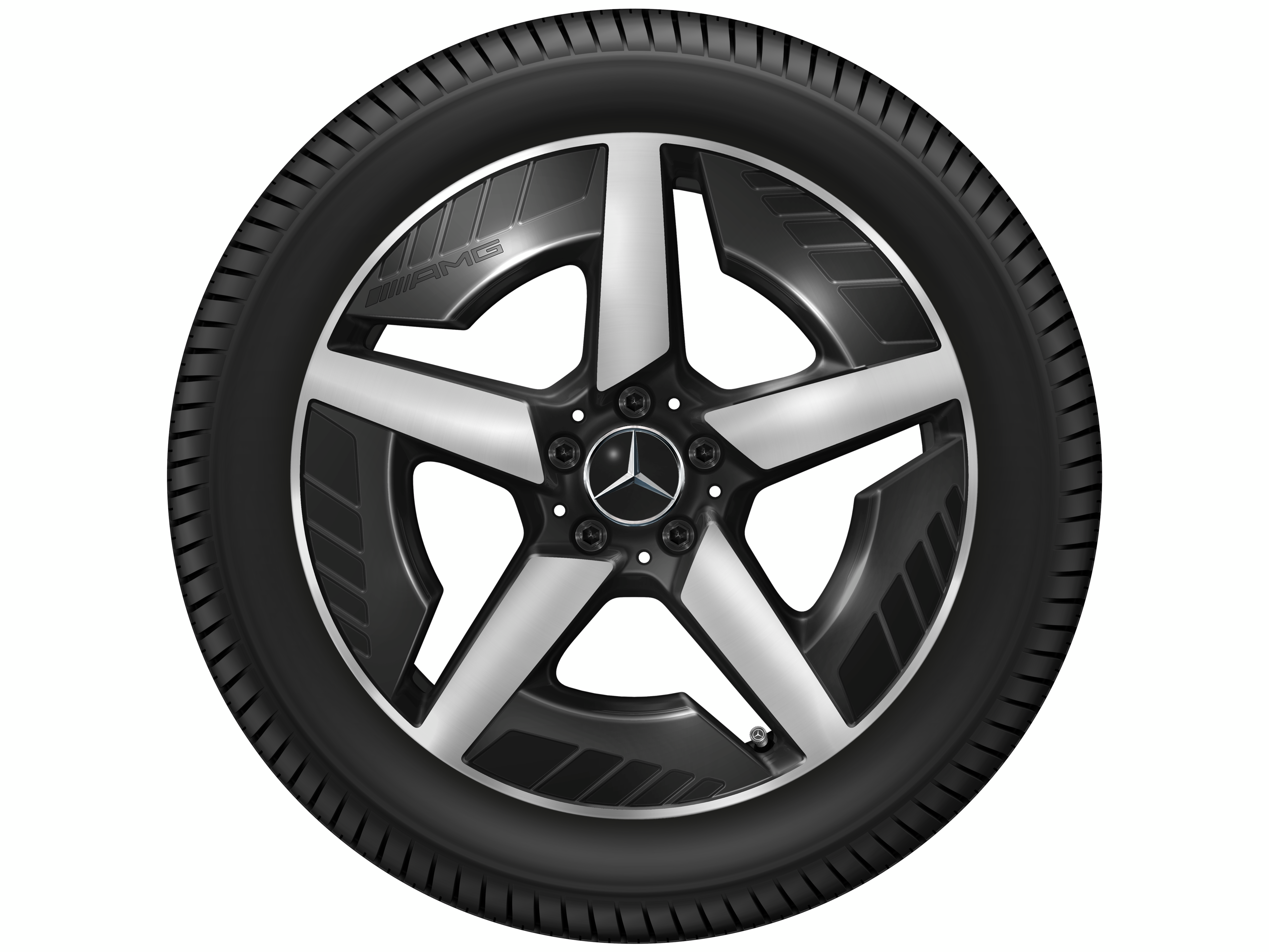 Llanta de aleación AMG, En diseño de 5 radios, 48,3 cm (19 pulgadas), diamantada brillante - 8 J x 19 ET 38,2, negro, pulido a alto brillo