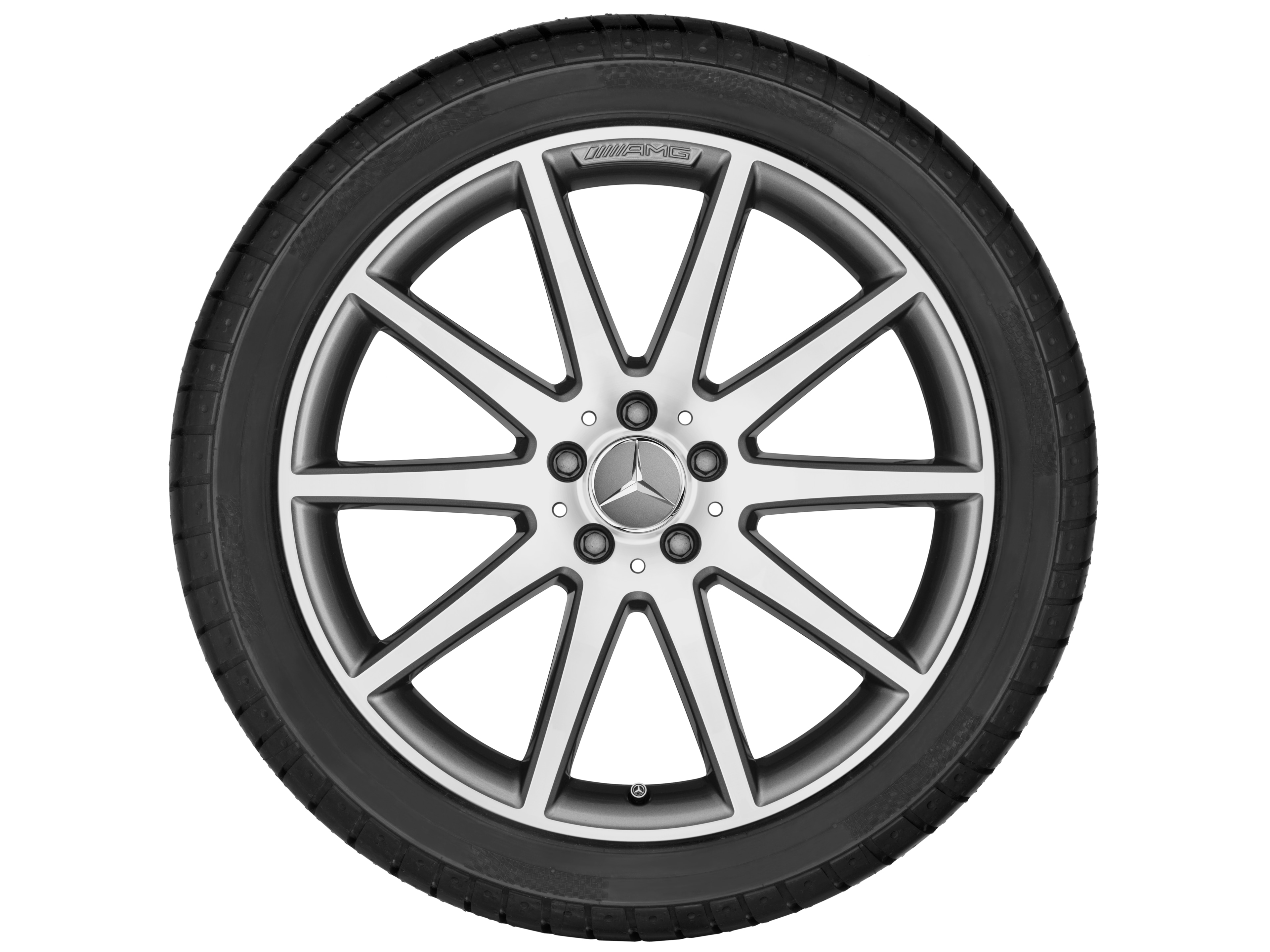 Llanta AMG de 10 radios, 48,3 cm (19 pulgadas) - 8 J x 19 ET 19, gris titanio, pulido a alto brillo