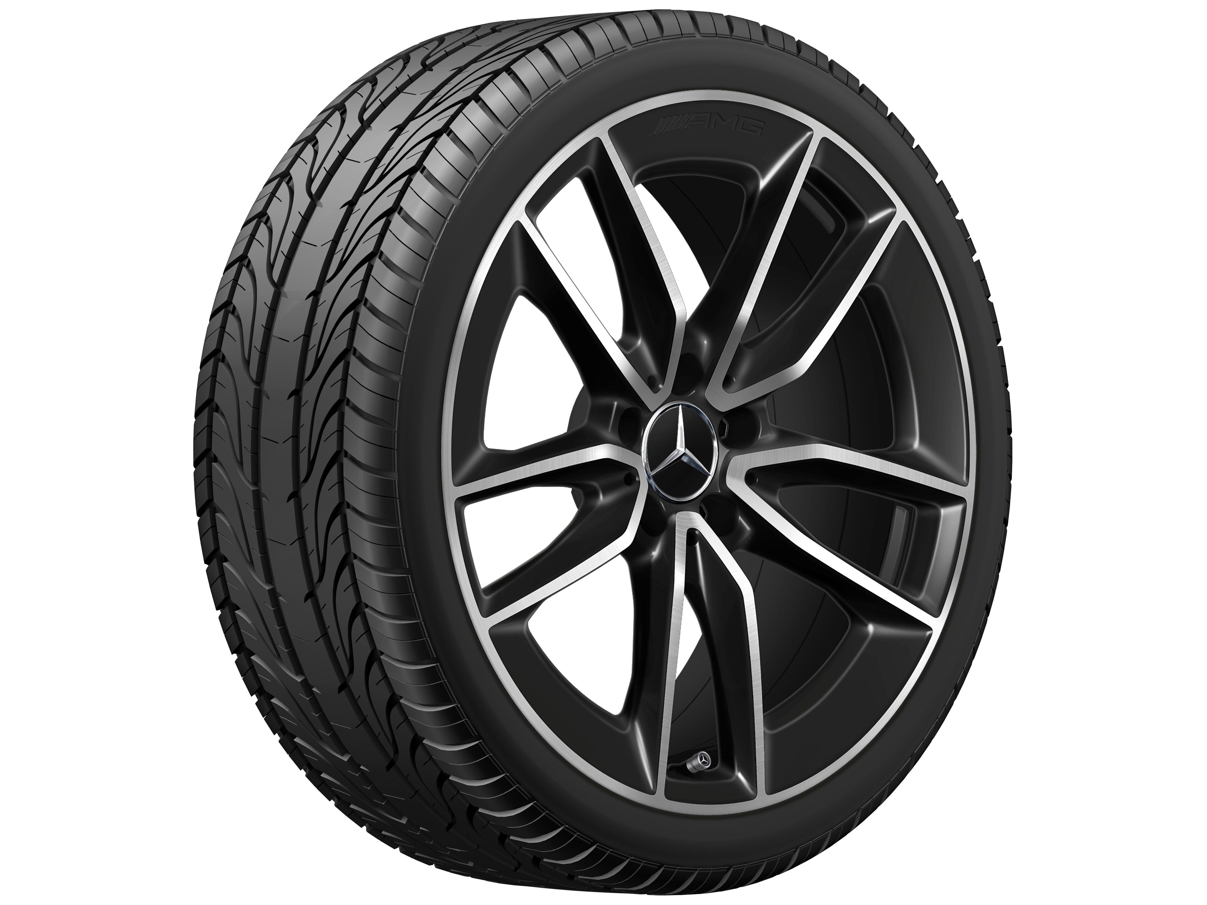Llanta de 5 radios dobles AMG, 48,3 cm (19 pulgadas) - 8,5 J x 19 ET 55,2, negro, pulido a alto brillo