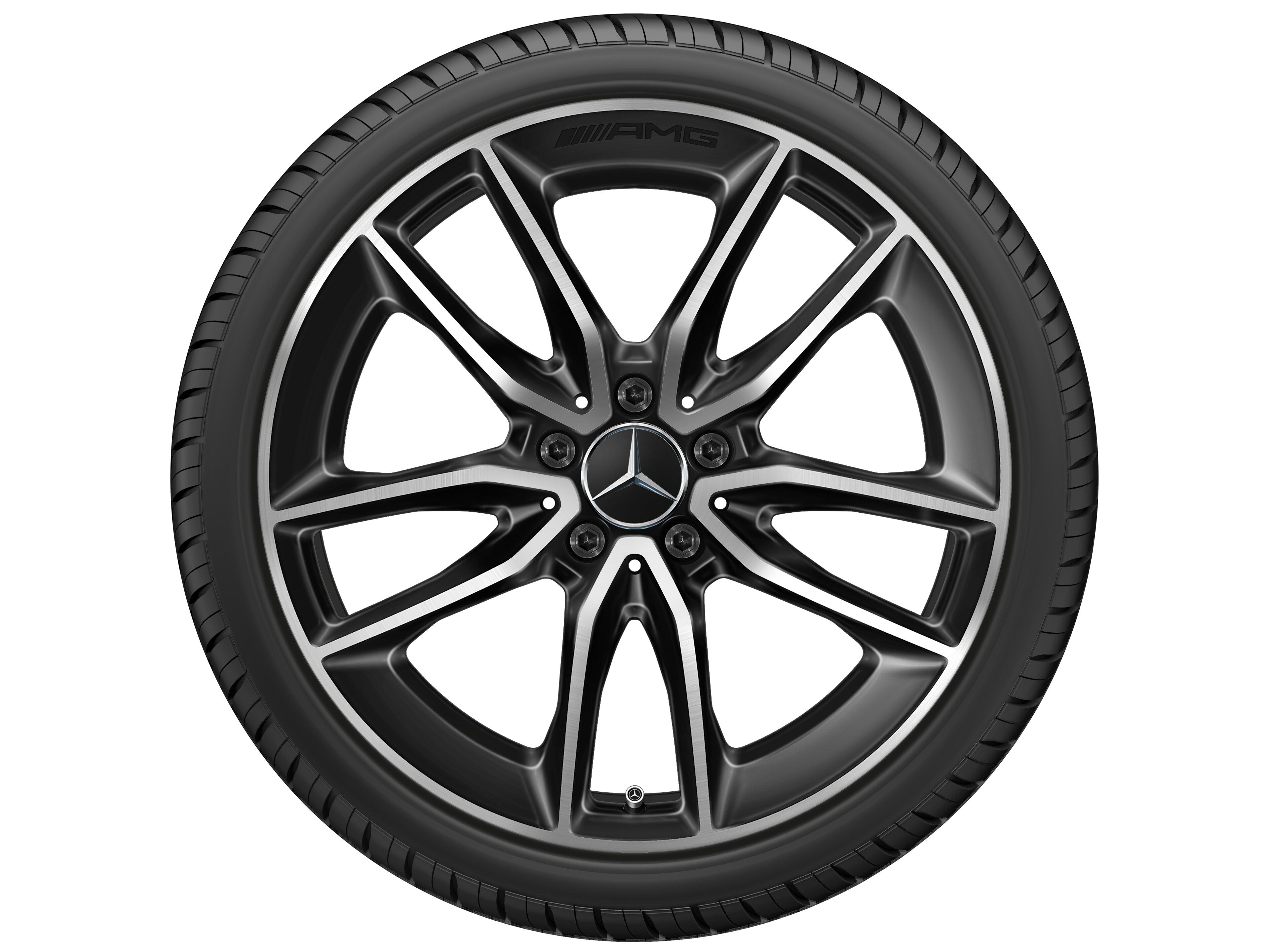 Llanta de 5 radios dobles AMG, 48,3 cm (19 pulgadas) - 8,5 J x 19 ET 55,2, negro, pulido a alto brillo