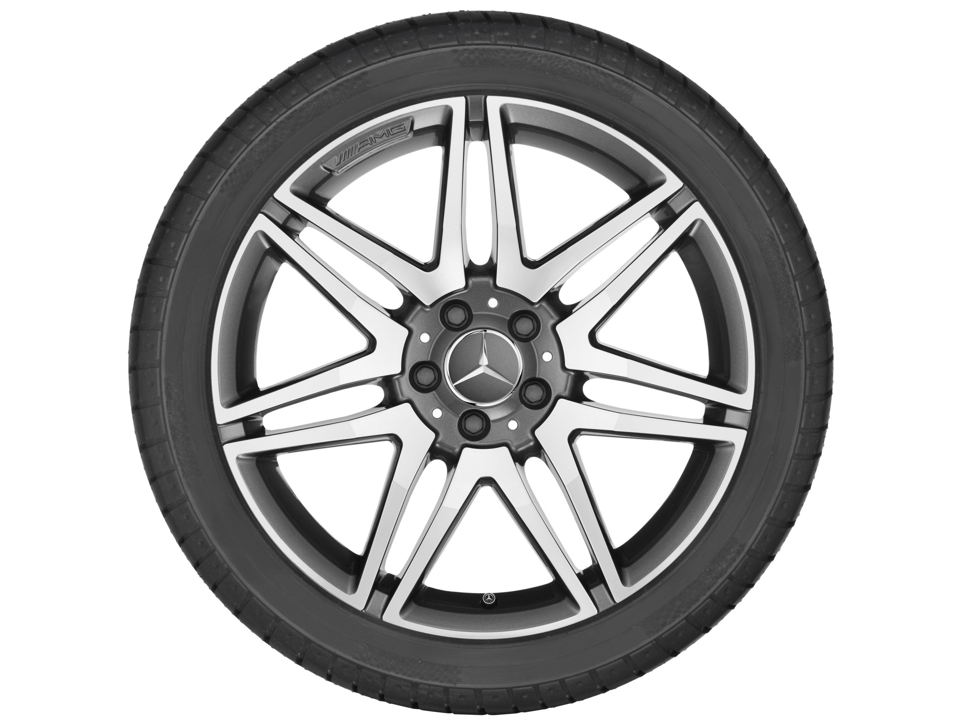 Llanta AMG de 7 radios dobles, 48,3 cm (19 pulgadas) - 8,5 J x 19 ET 35,5, gris titanio, pulido a alto brillo