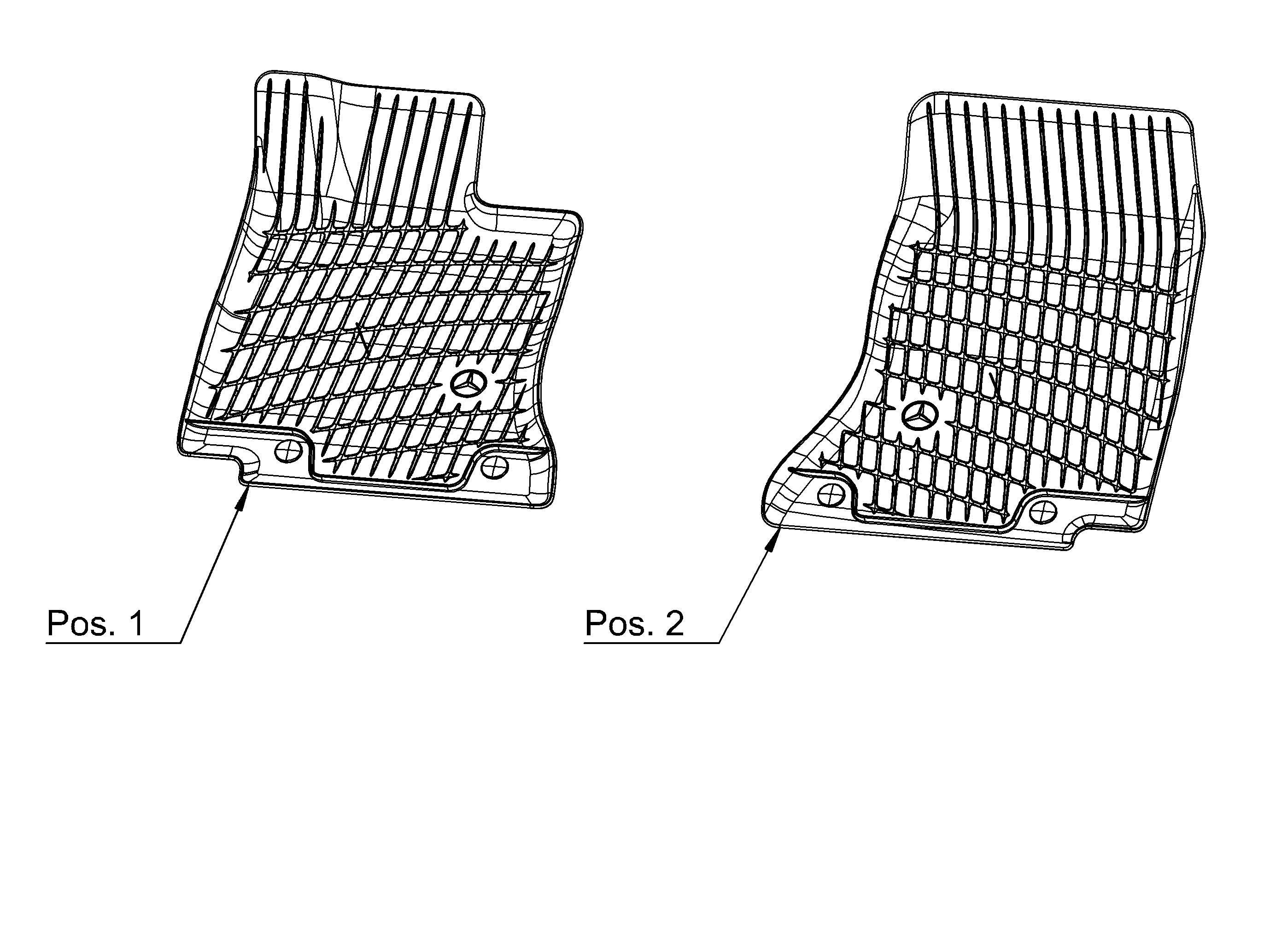 Alfombrillas impermeables Dynamic Squares, Alfombrilla para conductor/del acompañante, 2 piezas - Dirección a la izquierda, negro
