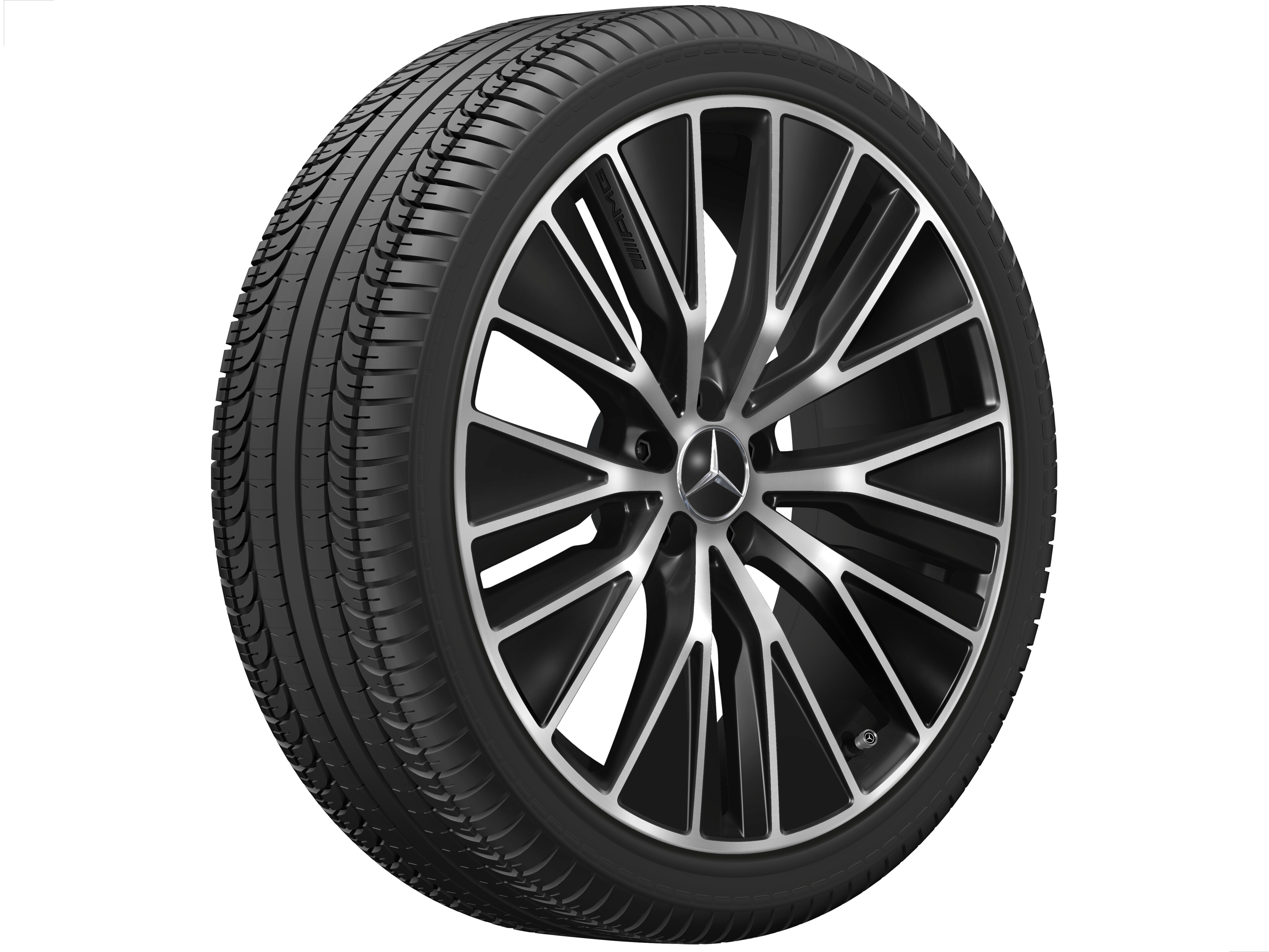 Llanta de aleación AMG, en diseño de radios en Y, 53,3 cm (21 pulgadas), Aerodinámica optimizada - 9,5 J x 21 ET 58,2, negro, pulido a alto brillo