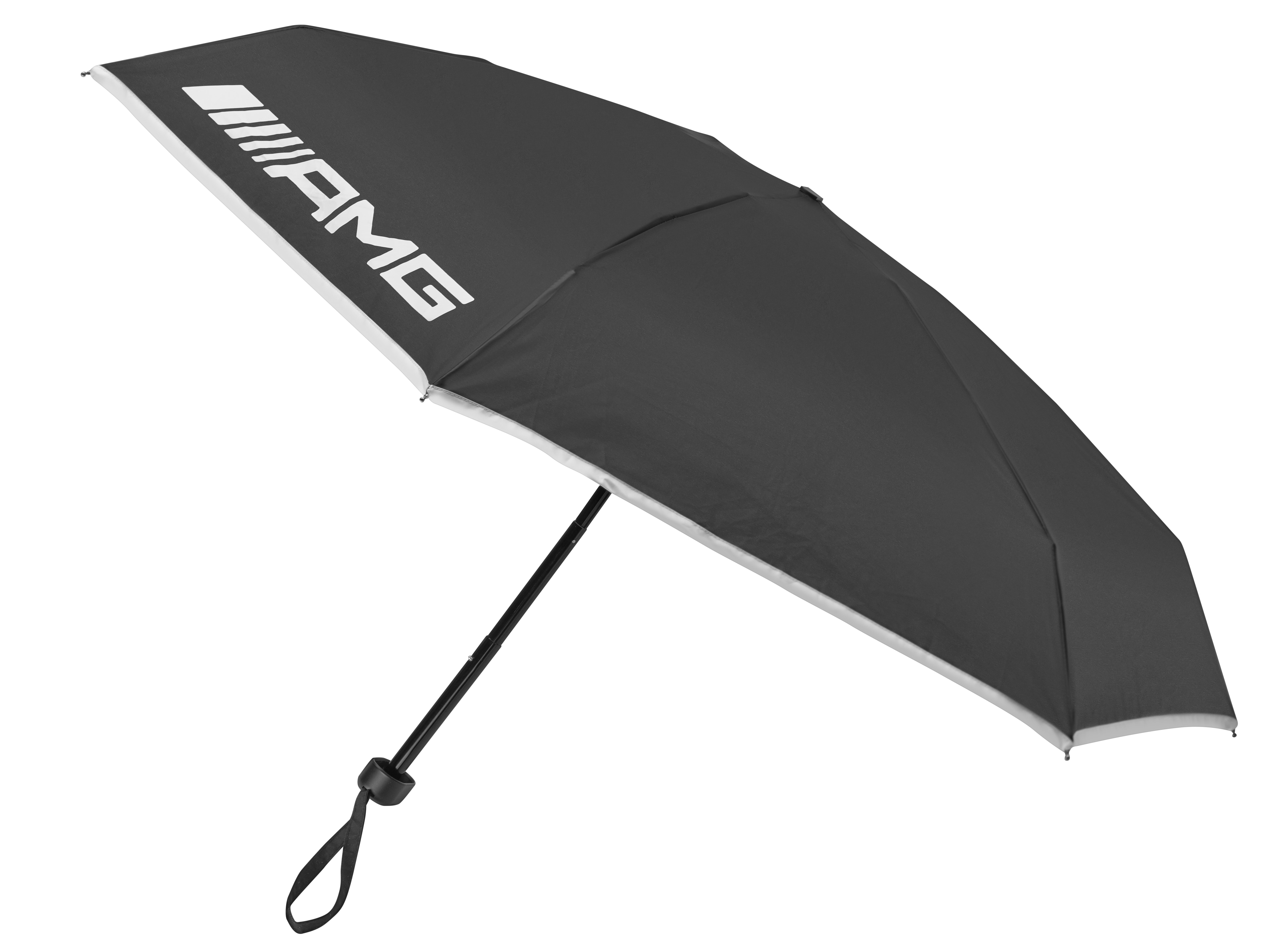 Paraguas plegable AMG - negro / blanco, Aluminio / Acero / Poliéster