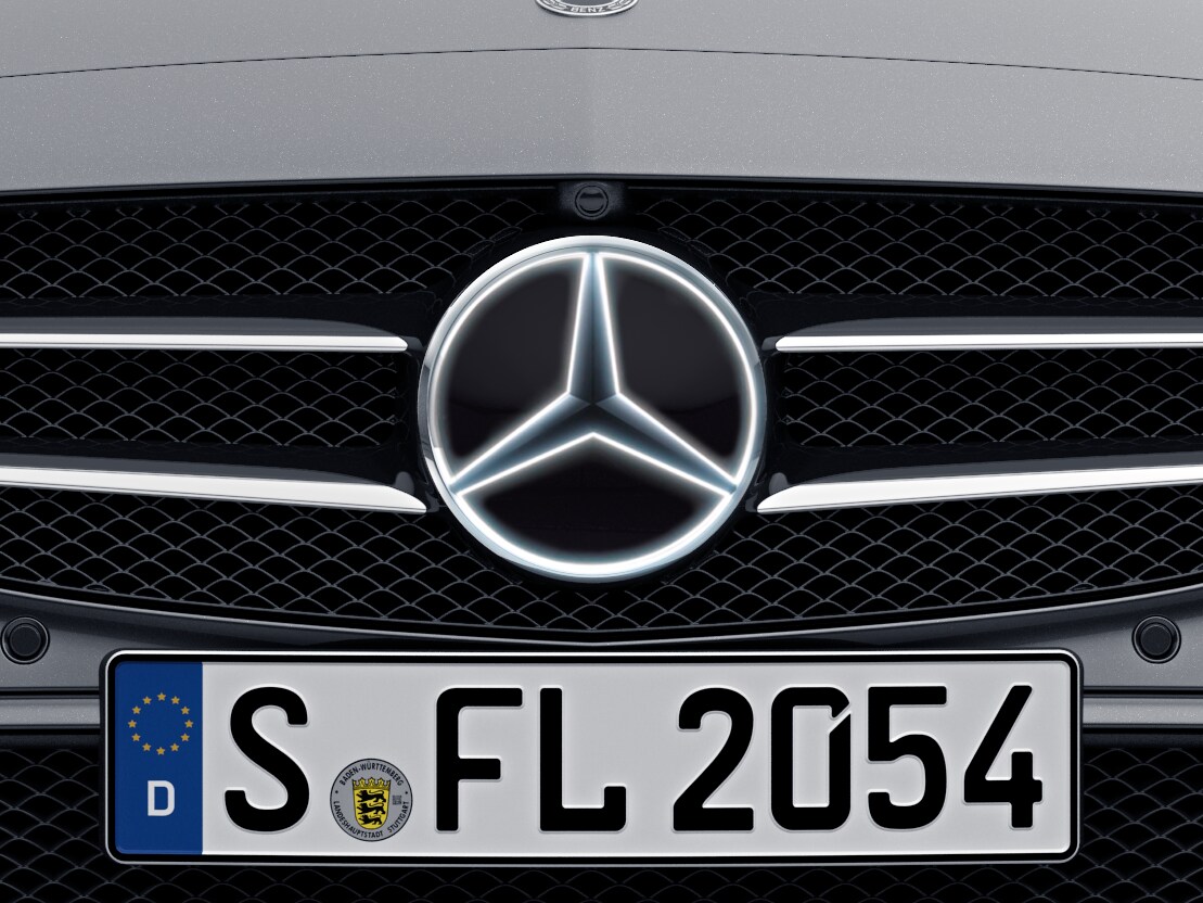 Estrella Mercedes iluminada, Elemento decorativo - cromo