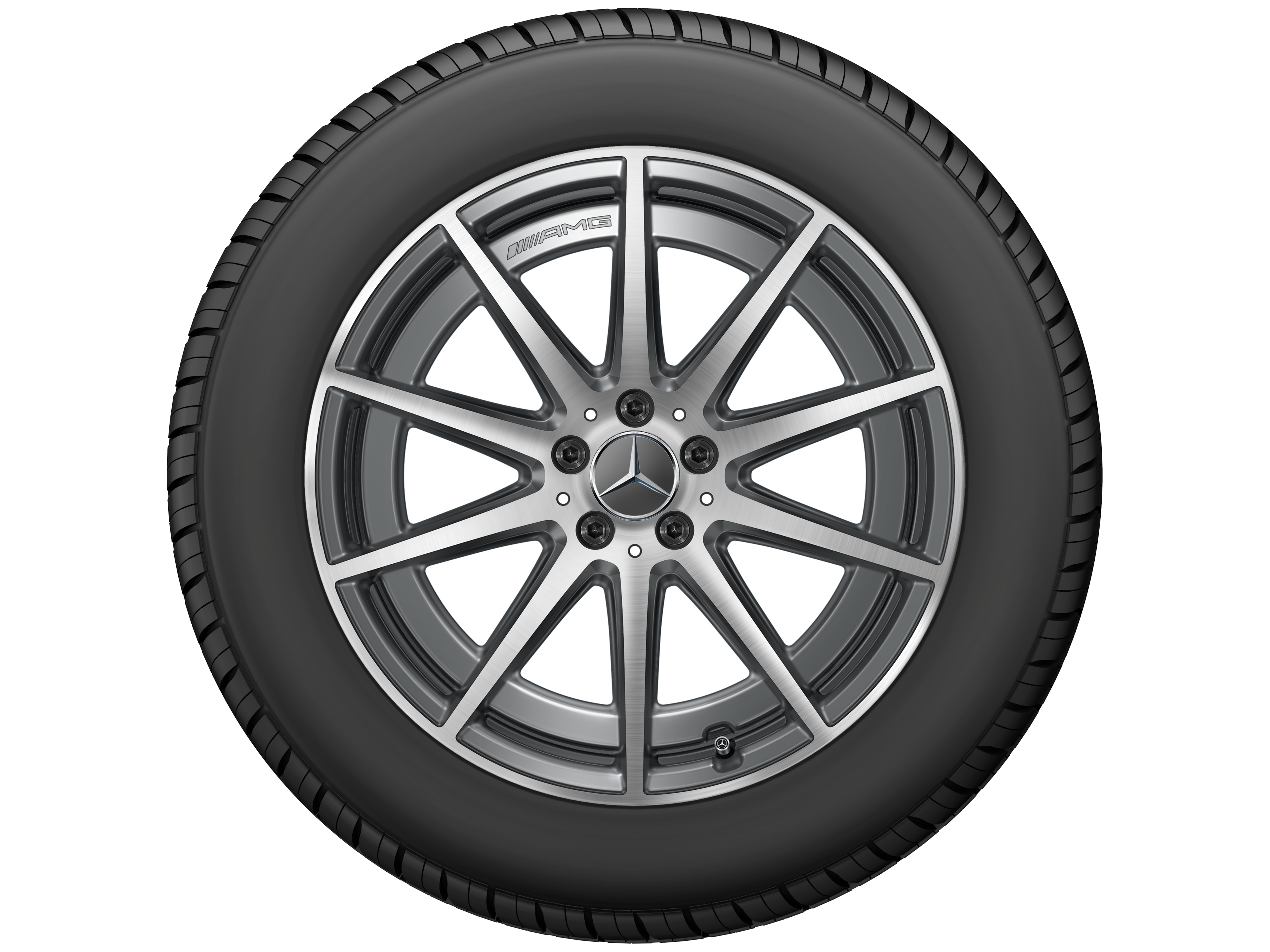 Llanta AMG de 10 radios, 48,3 cm (19 pulgadas) - 9,5 J x 19 ET 25, gris tántalo, pulido a alto brillo