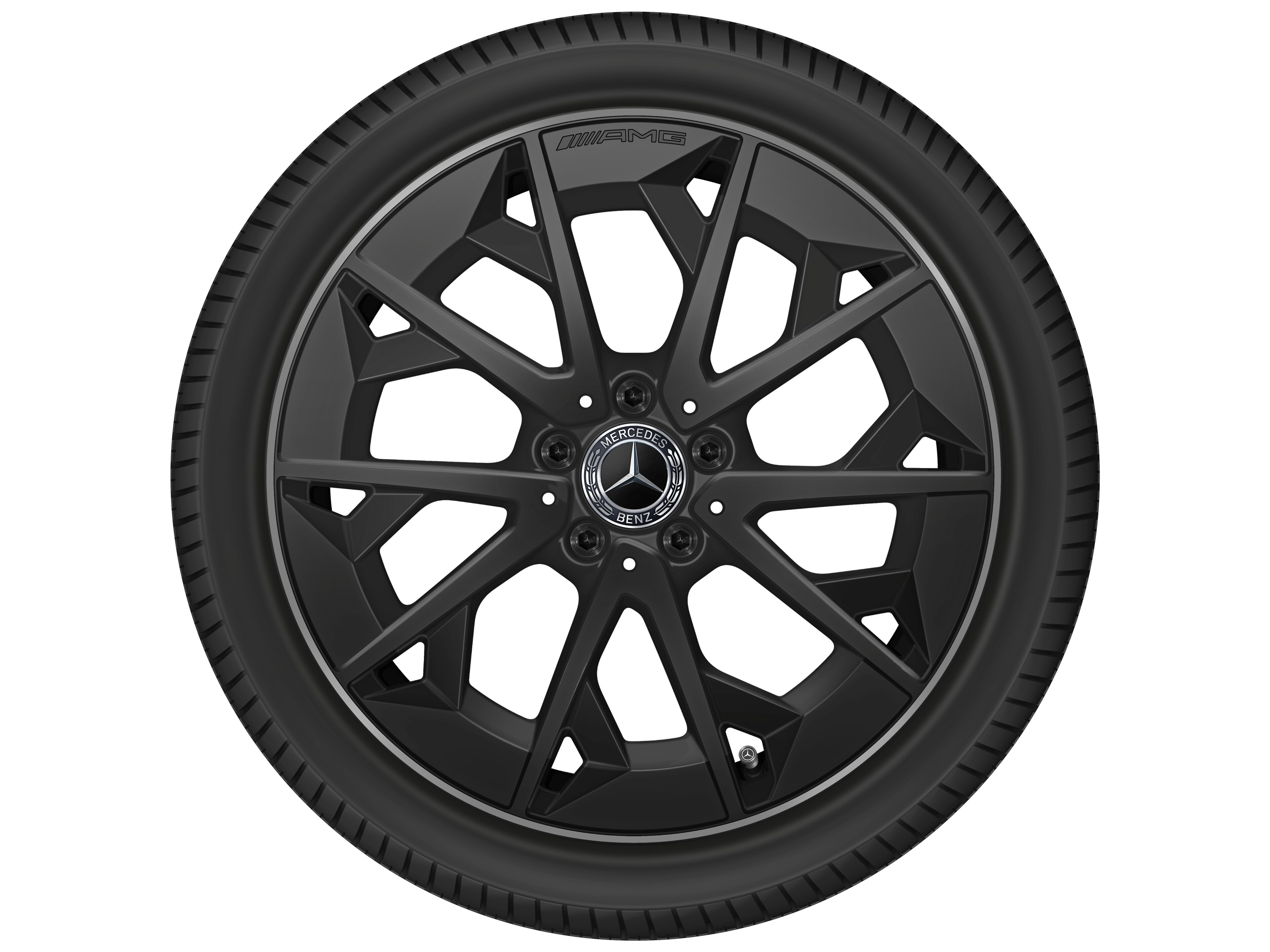Llanta de aleación AMG, en diseño de radios cruzados, 48,3 cm (19 pulgadas) - 7,5 J x 19 ET 48,4, negro mate / Techgold mate