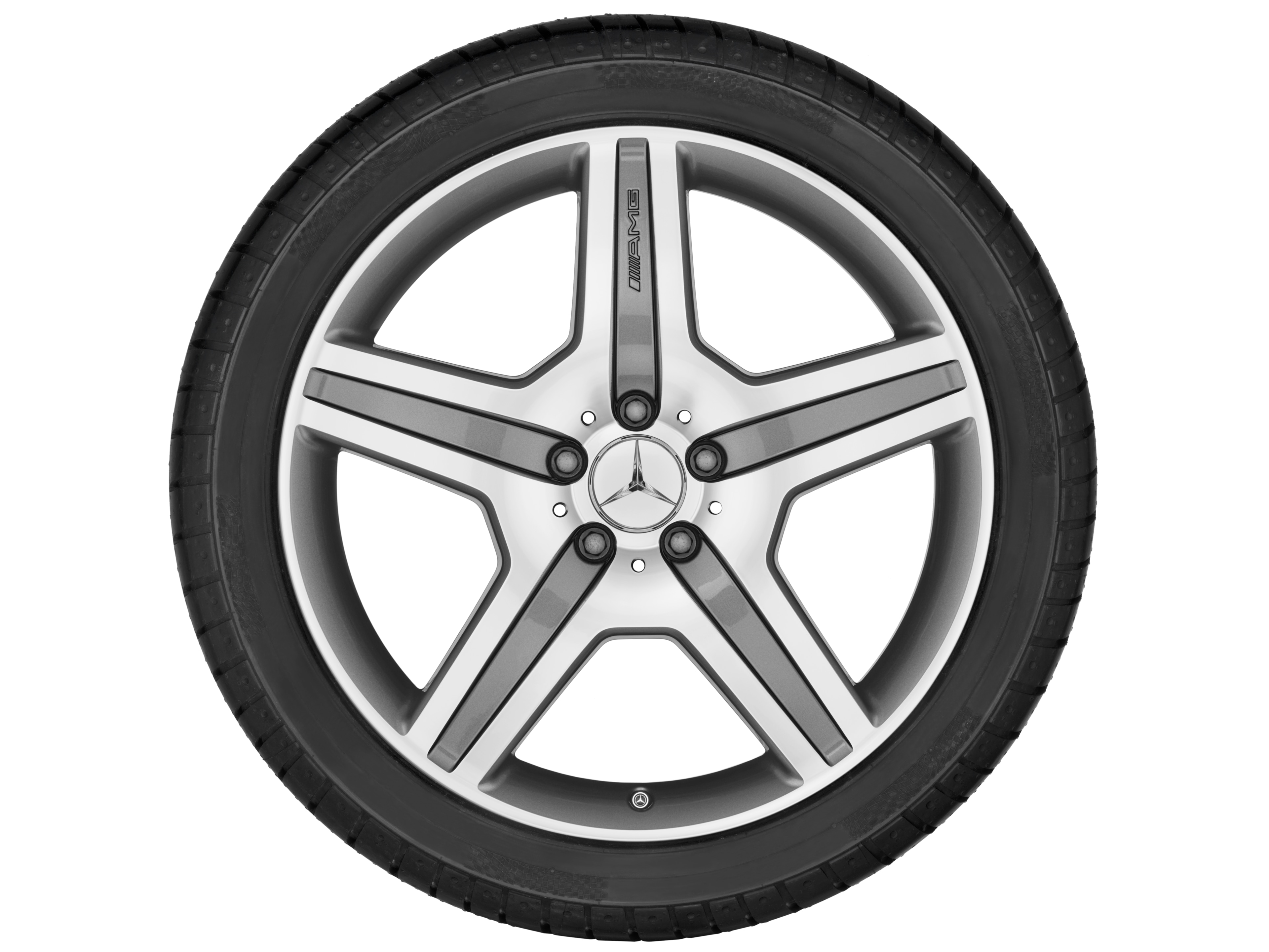 Llanta AMG de 5 radios, 50,8 cm (20 pulgadas) - 8,5 J x 20 ET 52, gris titanio, pulido a alto brillo