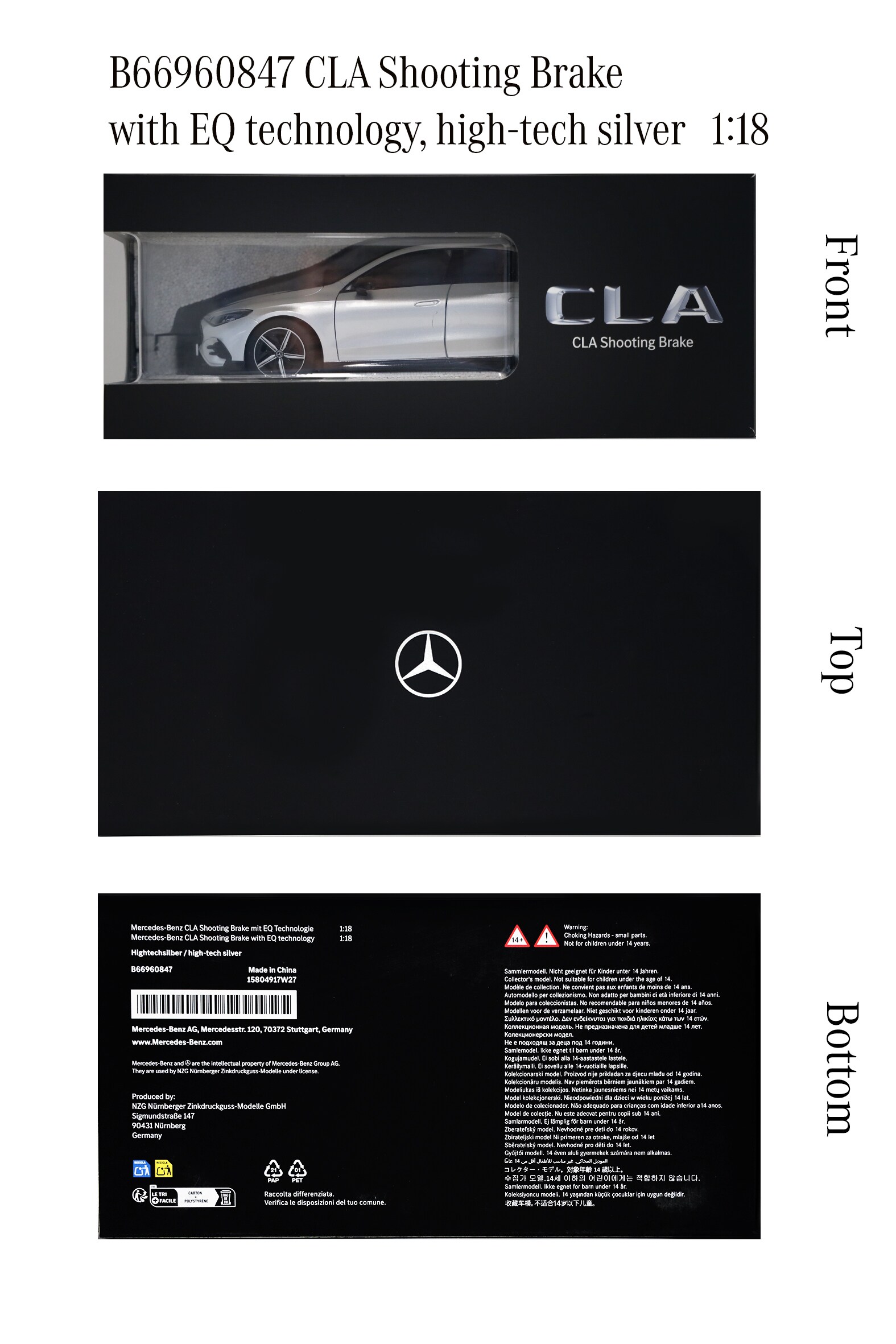 CLA, Shooting Brake, X174 - plata hightech, NZG, 1:18