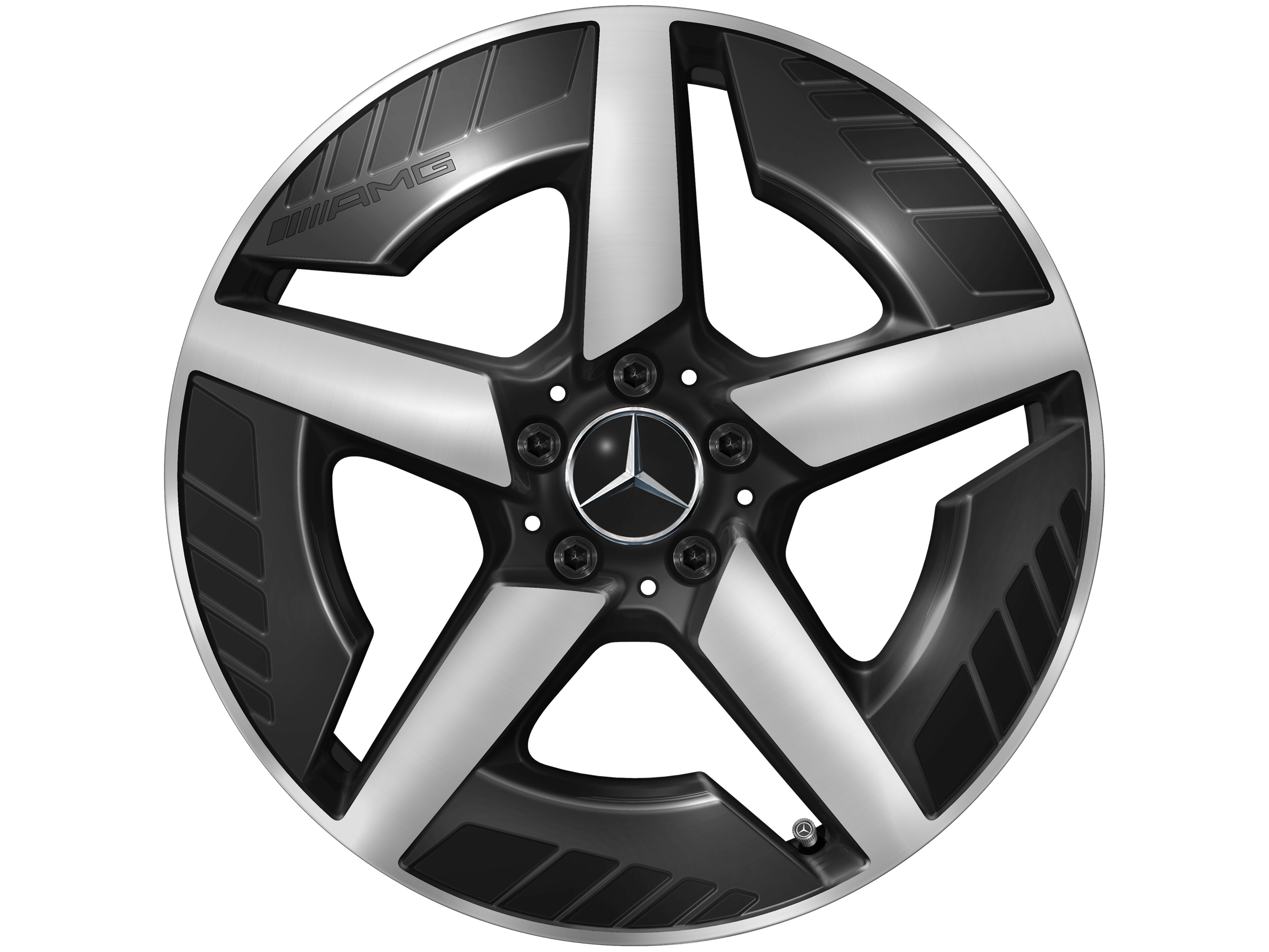 Llanta de aleación AMG, En diseño de 5 radios, 48,3 cm (19 pulgadas), diamantada brillante - 8 J x 19 ET 38,2, negro, pulido a alto brillo
