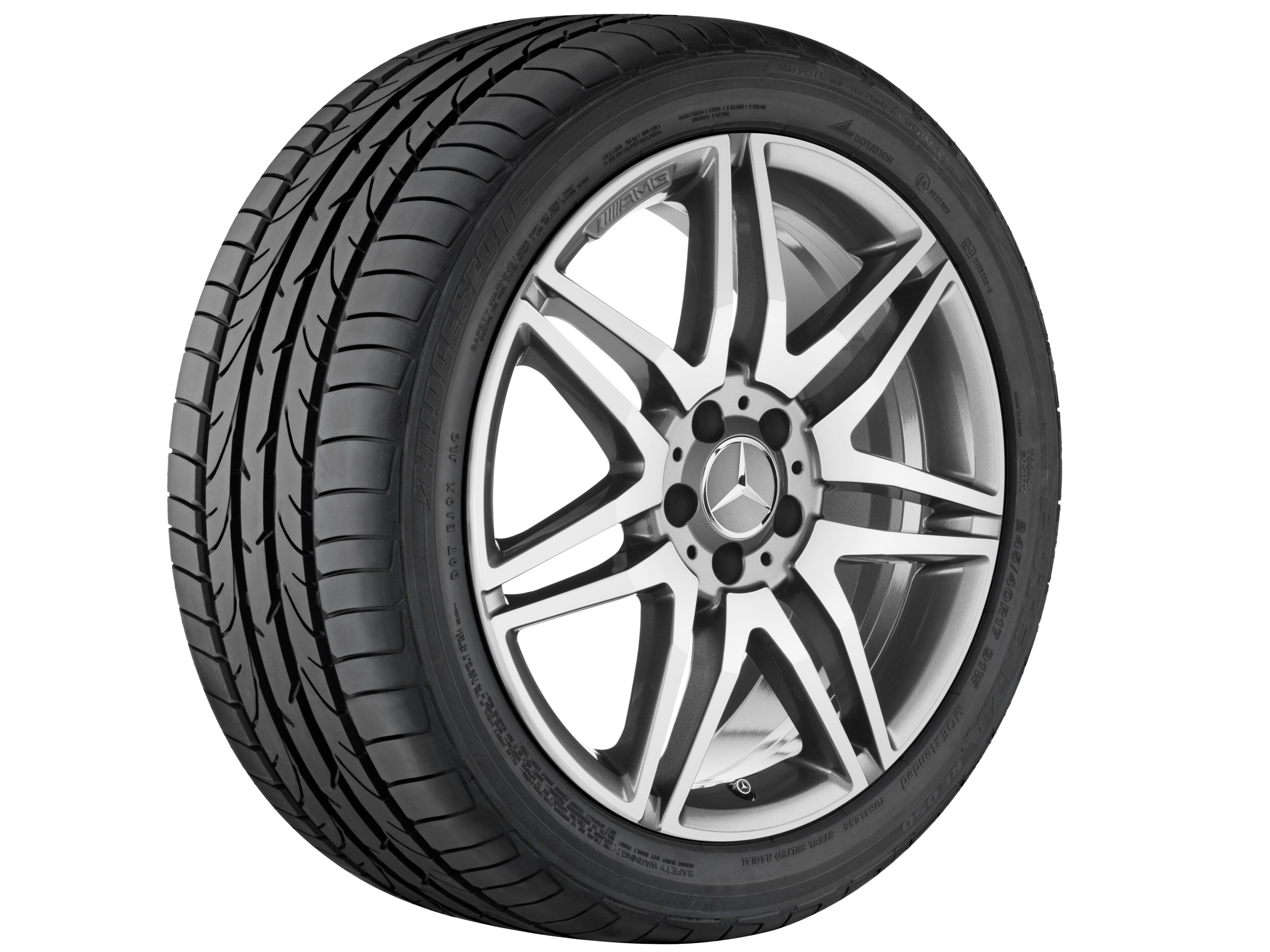 Llanta AMG de 7 radios dobles, 48,3 cm (19 pulgadas) - 8,5 J x 19 ET 35,5, gris titanio, pulido a alto brillo