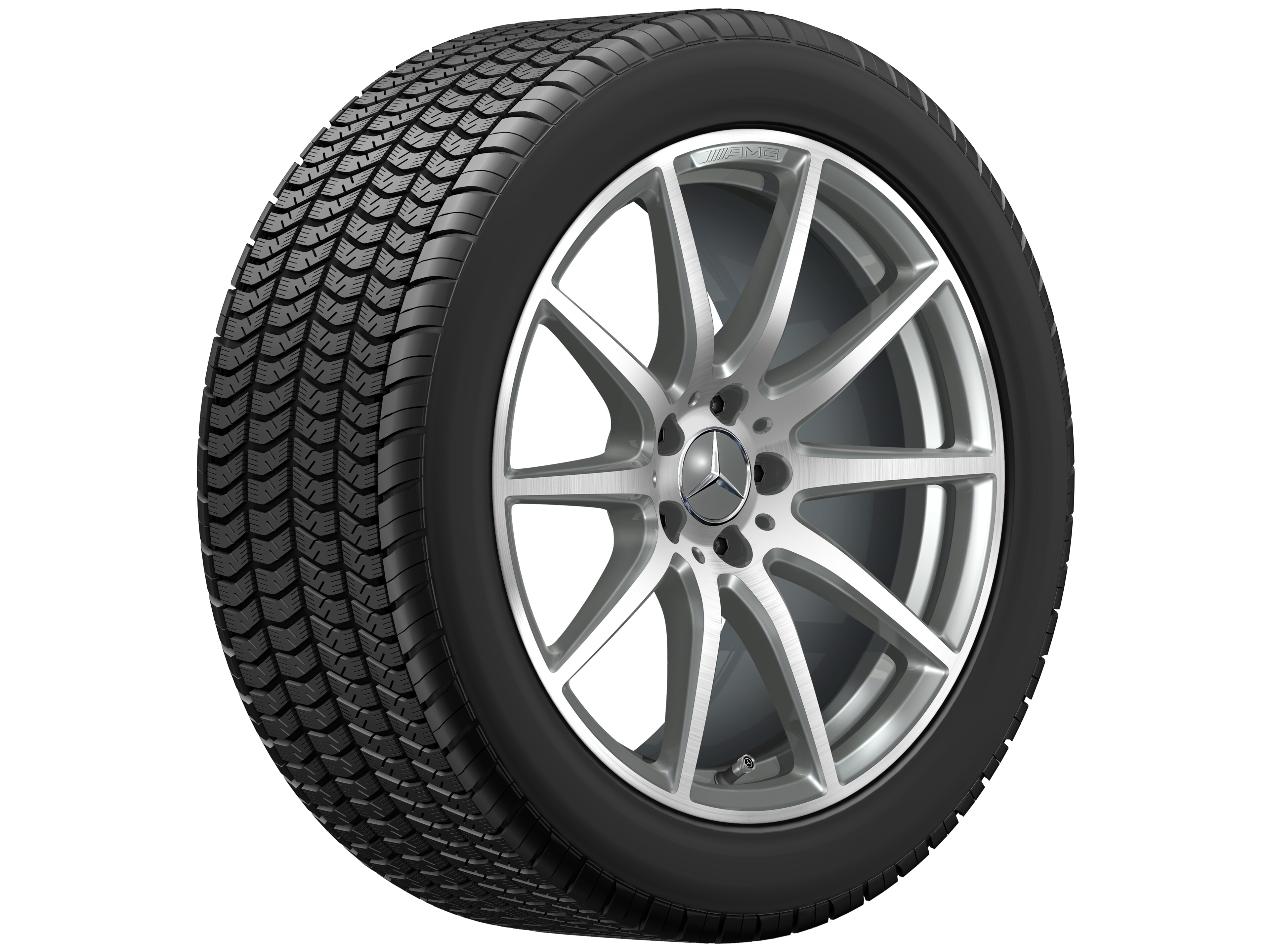 Llanta AMG de 10 radios, 48,3 cm (19 pulgadas) - 11 J x 19 ET 53, gris titanio, pulido a alto brillo