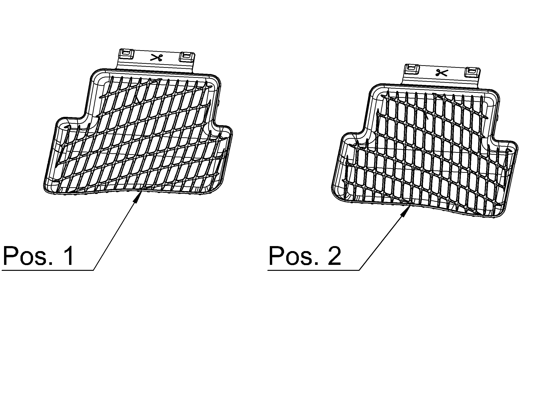 Alfombrillas impermeables Dynamic Squares, Parte trasera, 2 piezas - Dirección a la izquierda/derecha, negro