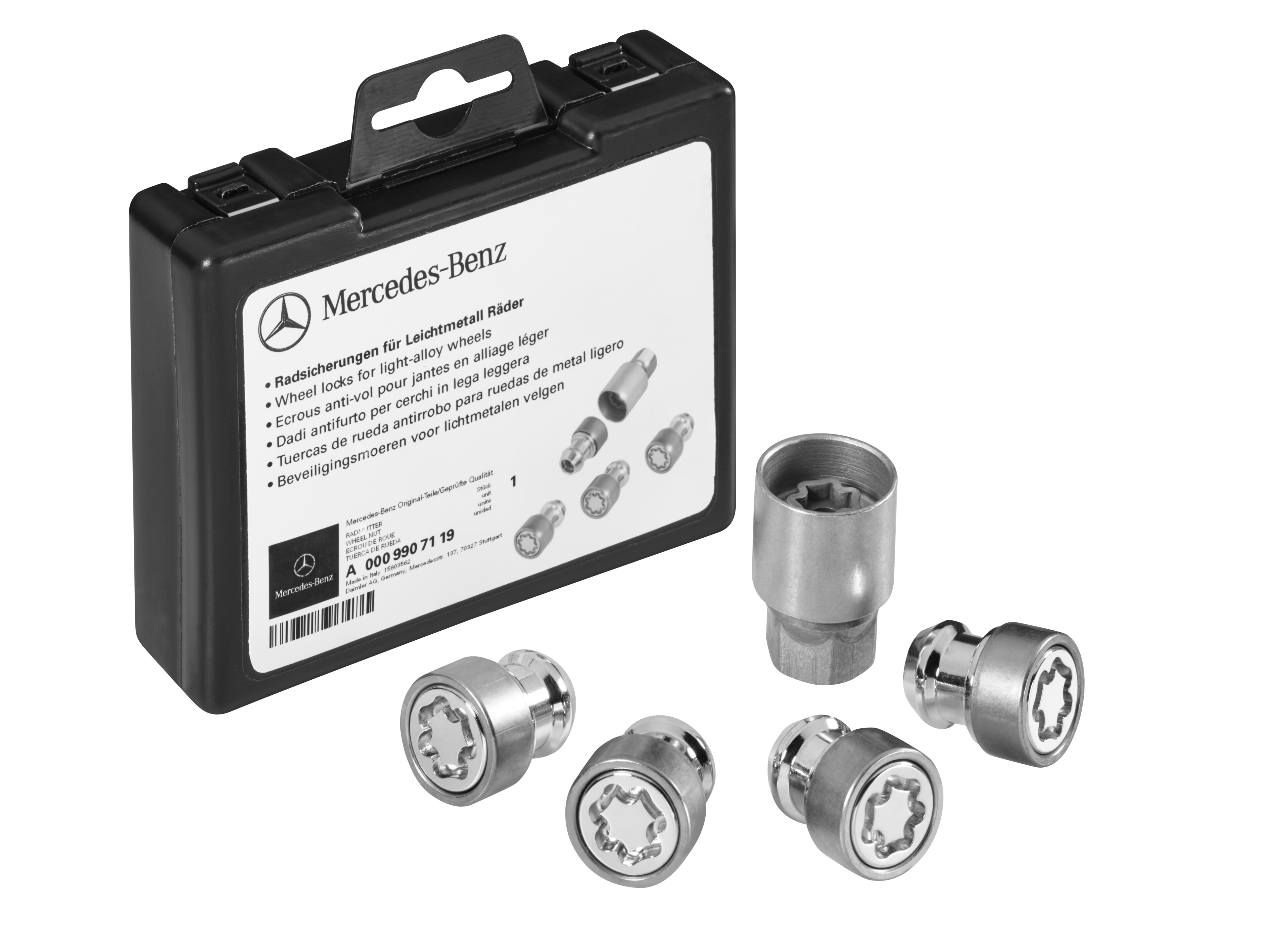 Juego de tornillos de rueda antirrobo, para llantas de aleación - plata