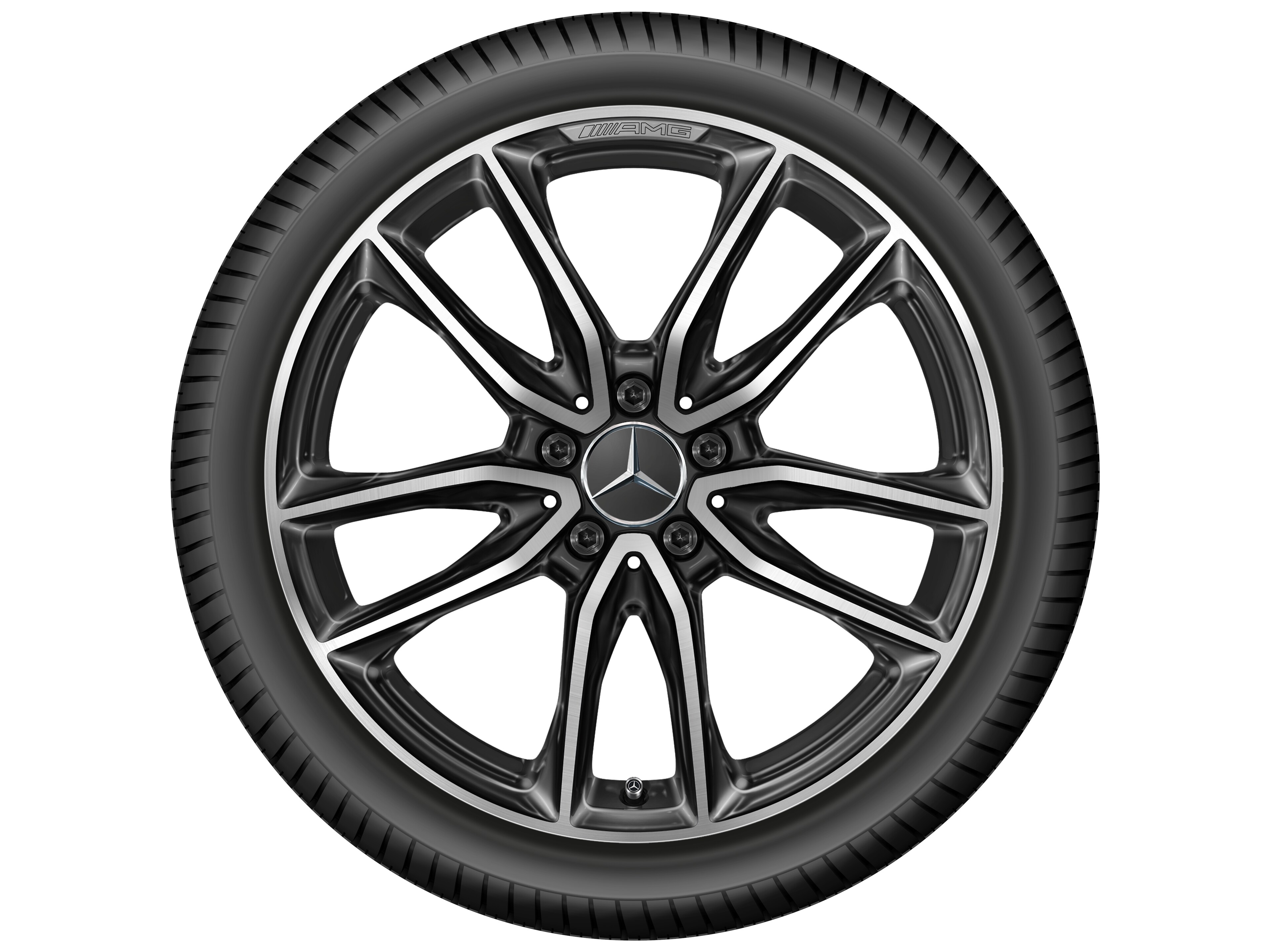 Llanta de 5 radios dobles AMG, 48,3 cm (19 pulgadas) - 7,5 J x 19 ET 49, negro, pulido a alto brillo