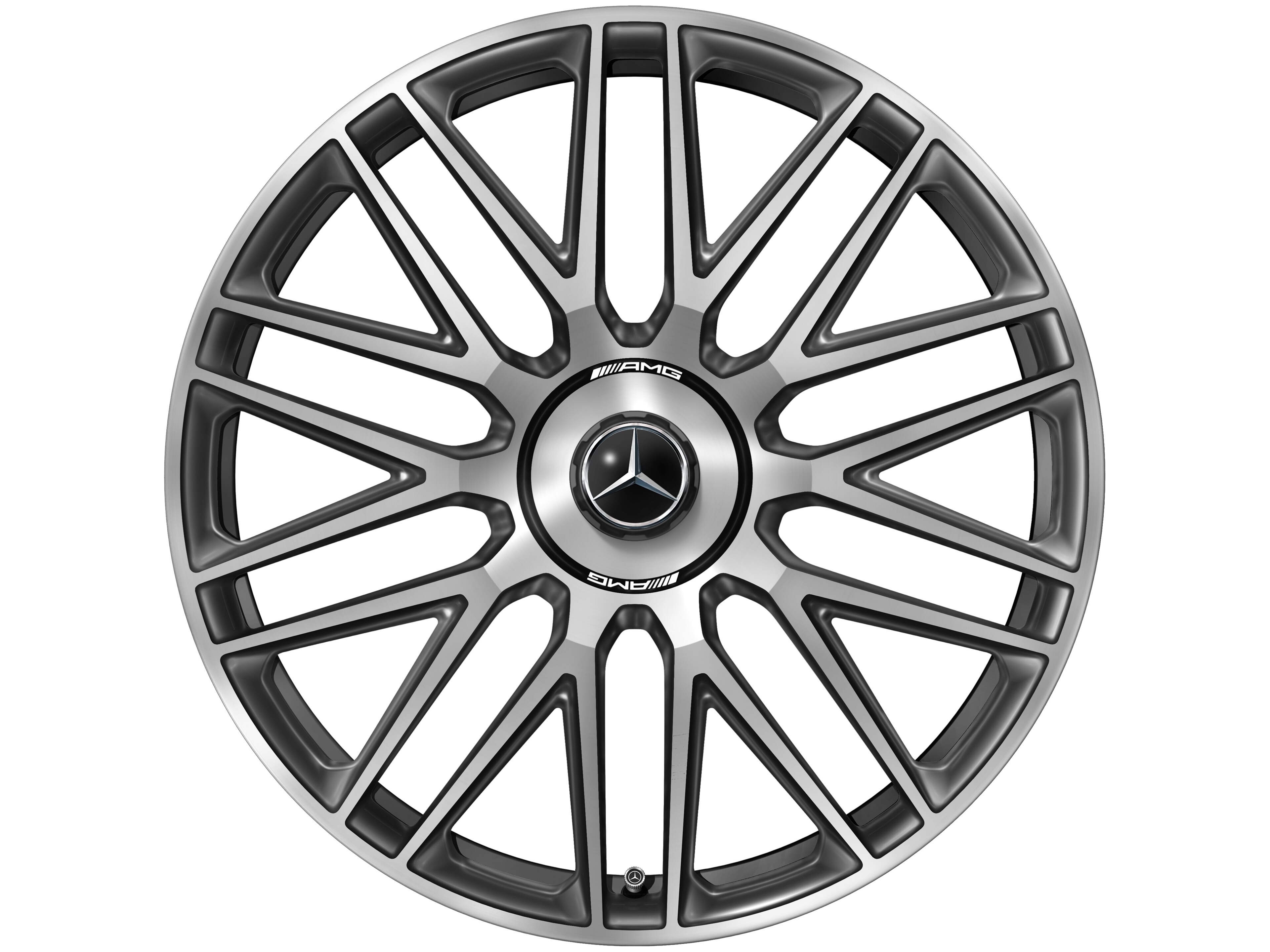 Llanta forjada AMG en diseño de 10 radios, 53,3 cm (21 pulgadas) - 9,5 J x 21 ET 33, negro / dark platin gloss