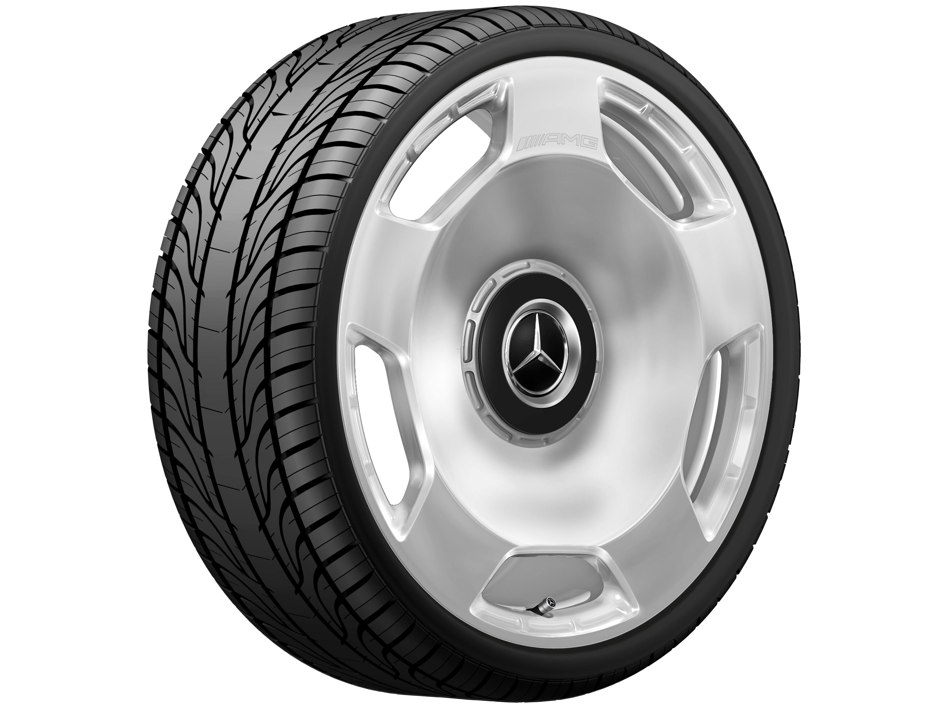 Llanta forjada AMG en diseño de 5 orificios, 58,4 cm (23 pulgadas) - 11,5 J x 23 ET 47, plata, pulido a alto brillo