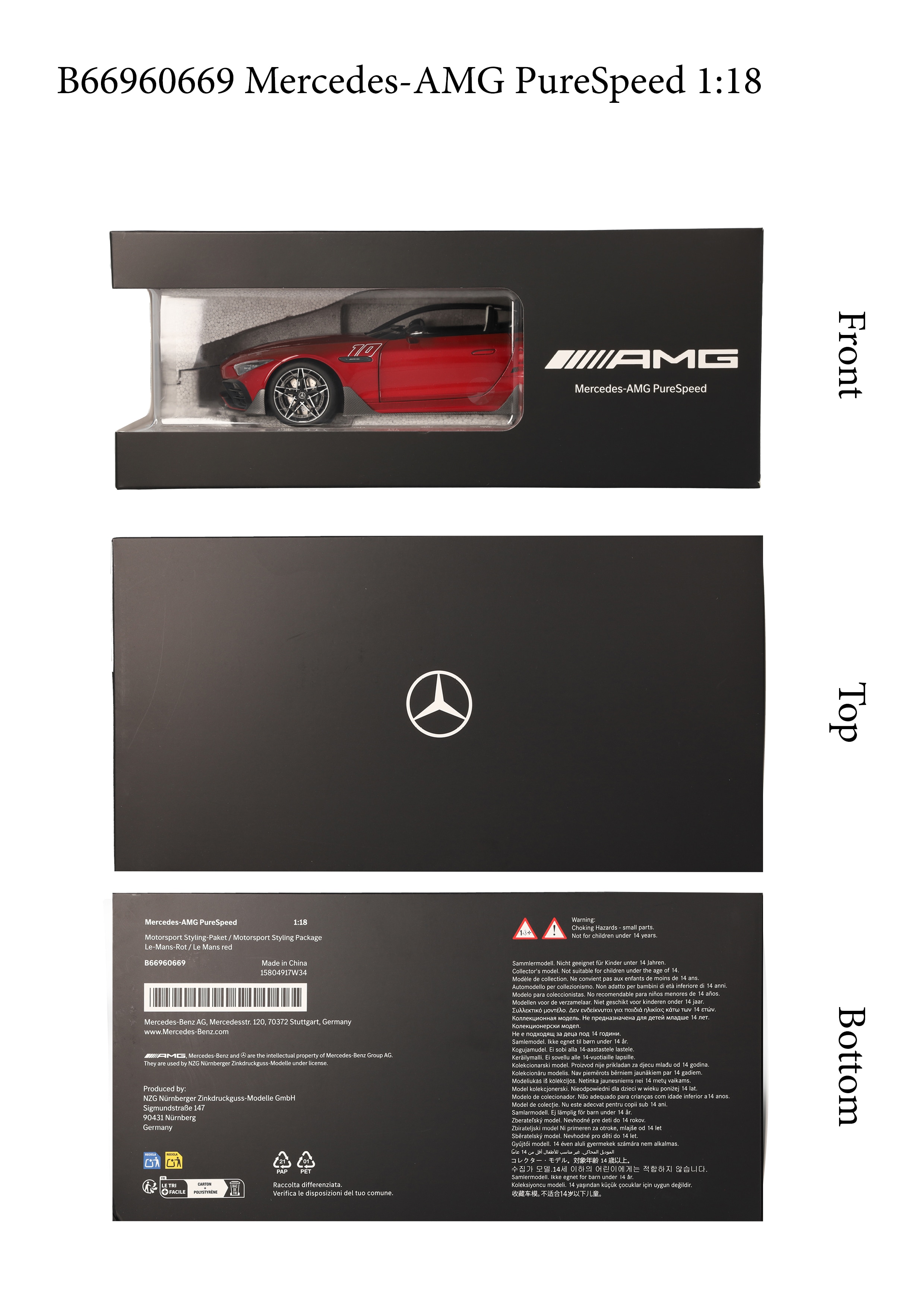 Mercedes-AMG PureSpeed, R232 - rojo Le Mans, NZG, 1:18