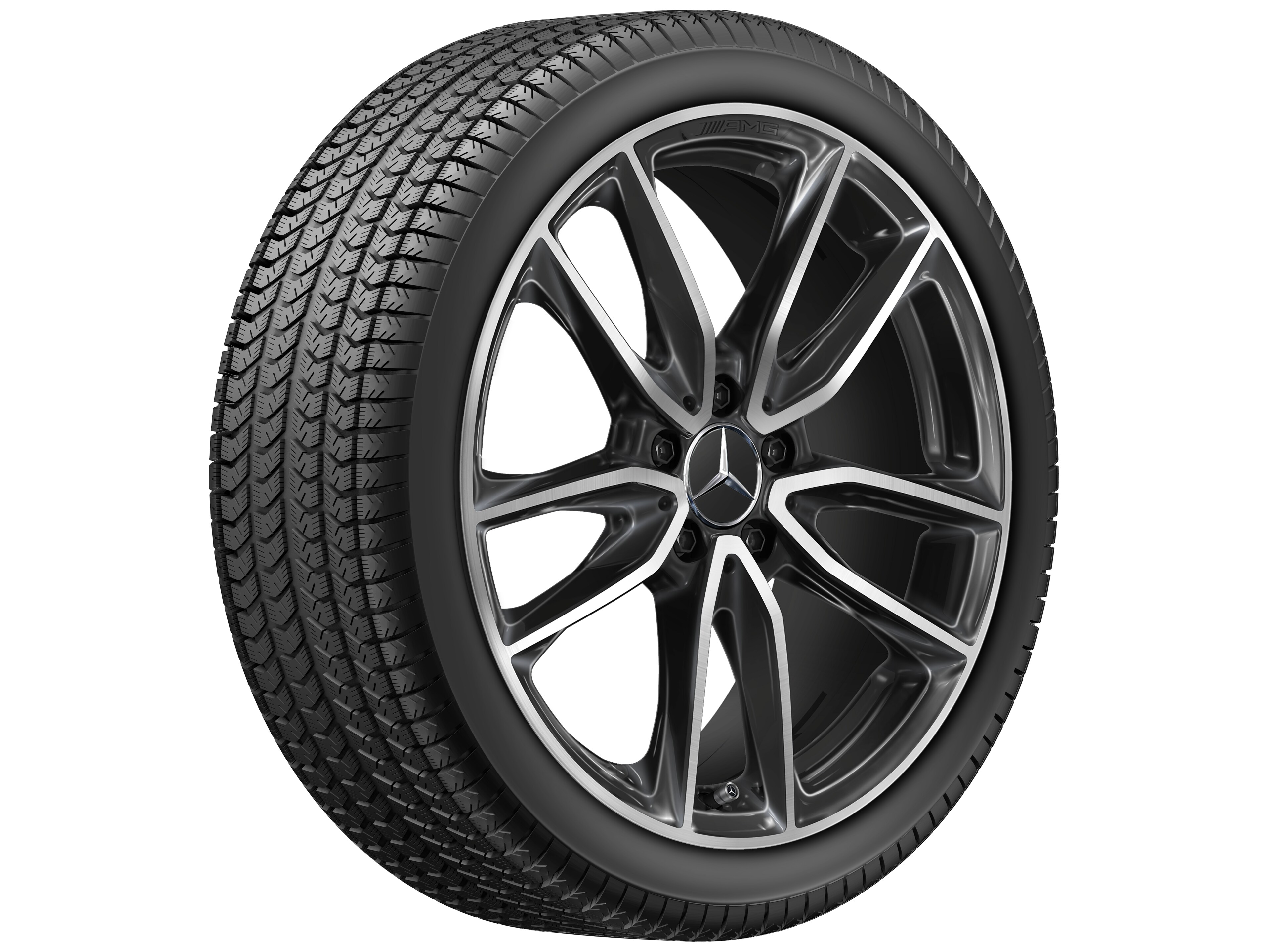 Llanta de 5 radios dobles AMG, 48,3 cm (19 pulgadas) - 7,5 J x 19 ET 49, negro, pulido a alto brillo