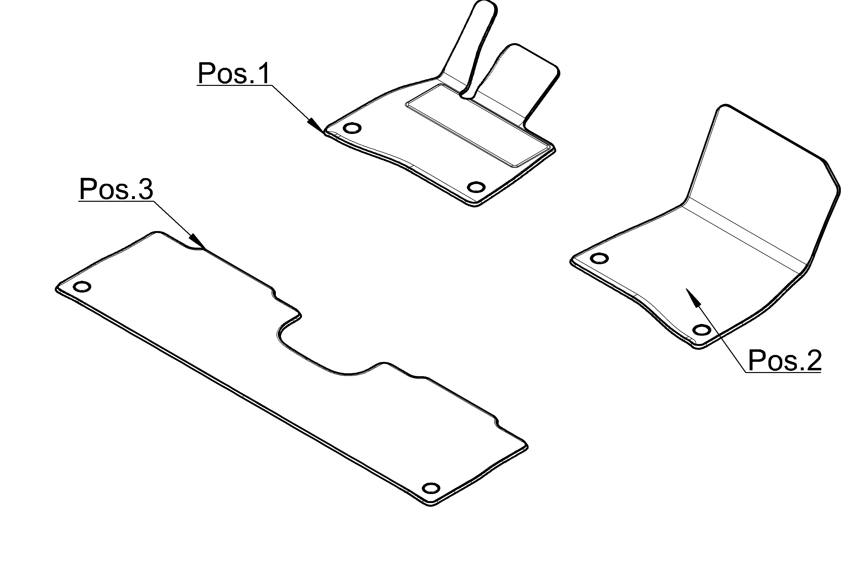 Alfombrillas CLASSIC, Kit, 3 piezas - Dirección a la izquierda, gris espacio