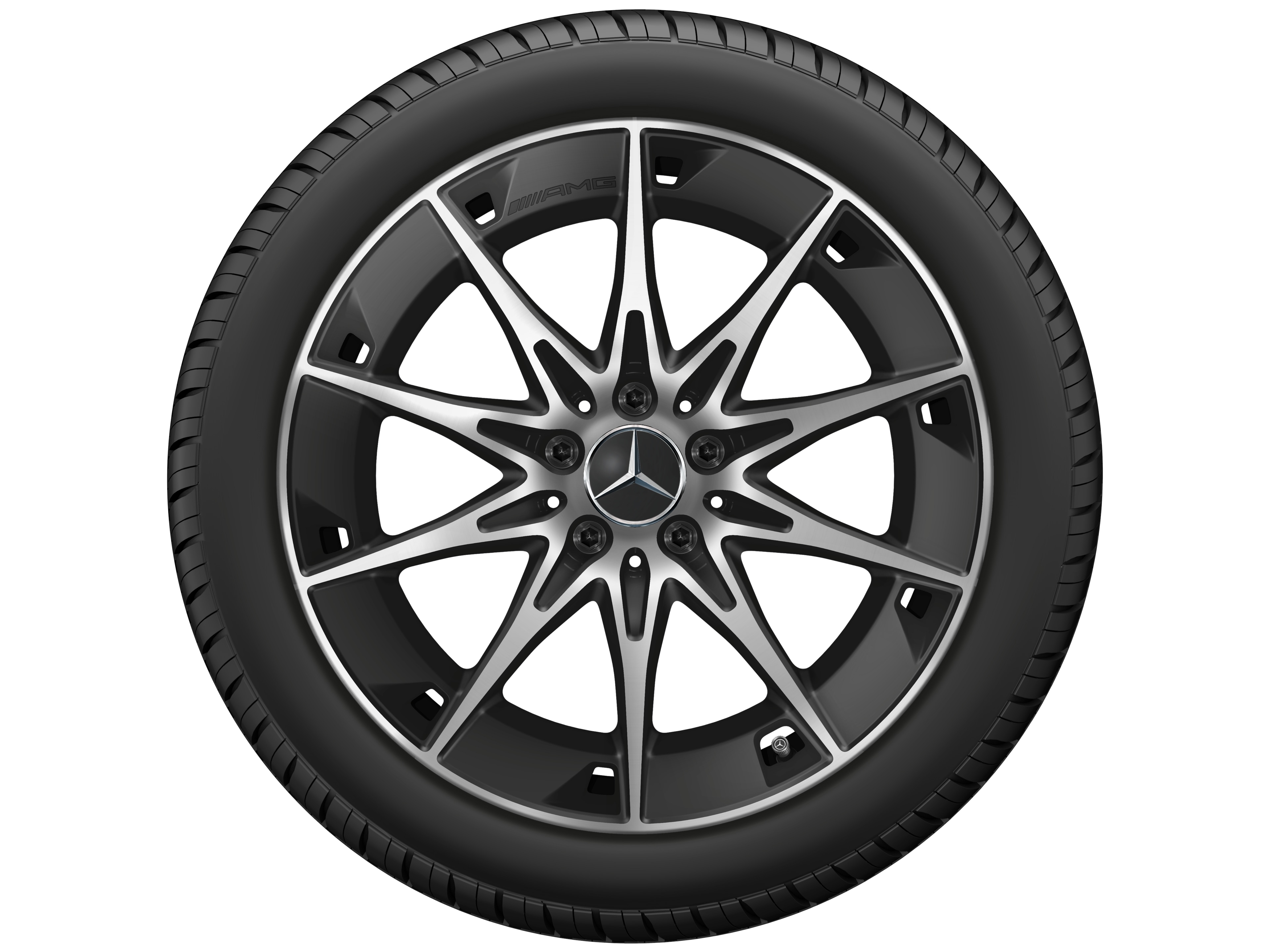 Llanta AMG de 10 radios, 48,3 cm (19 pulgadas) - 9,5 J x 19 ET 19, negro mate, pulido a alto brillo