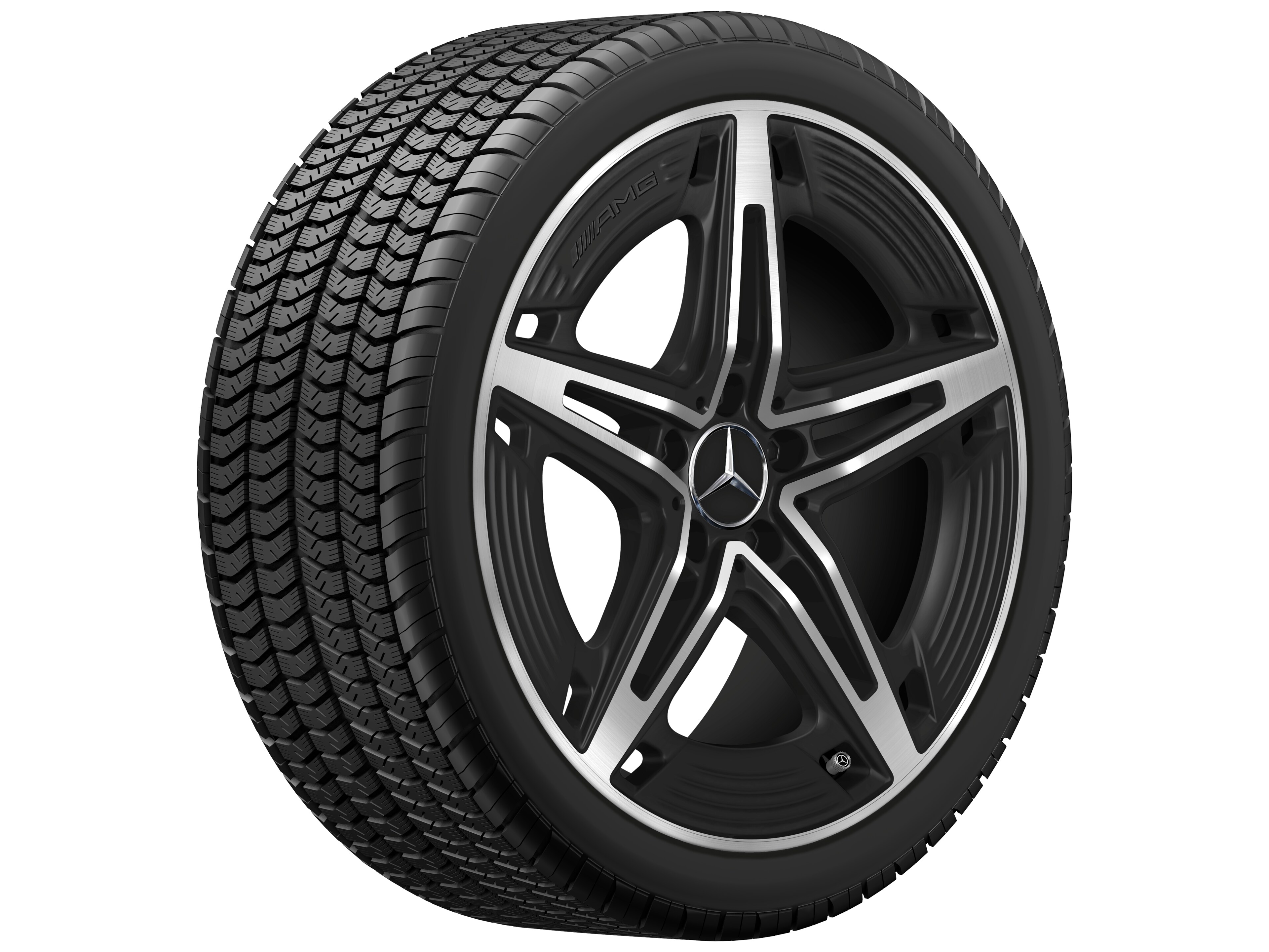 Llanta AMG de 5 radios, 48,3 cm (19 pulgadas) - 8,5 J x 19 ET 46, negro mate, pulido a alto brillo