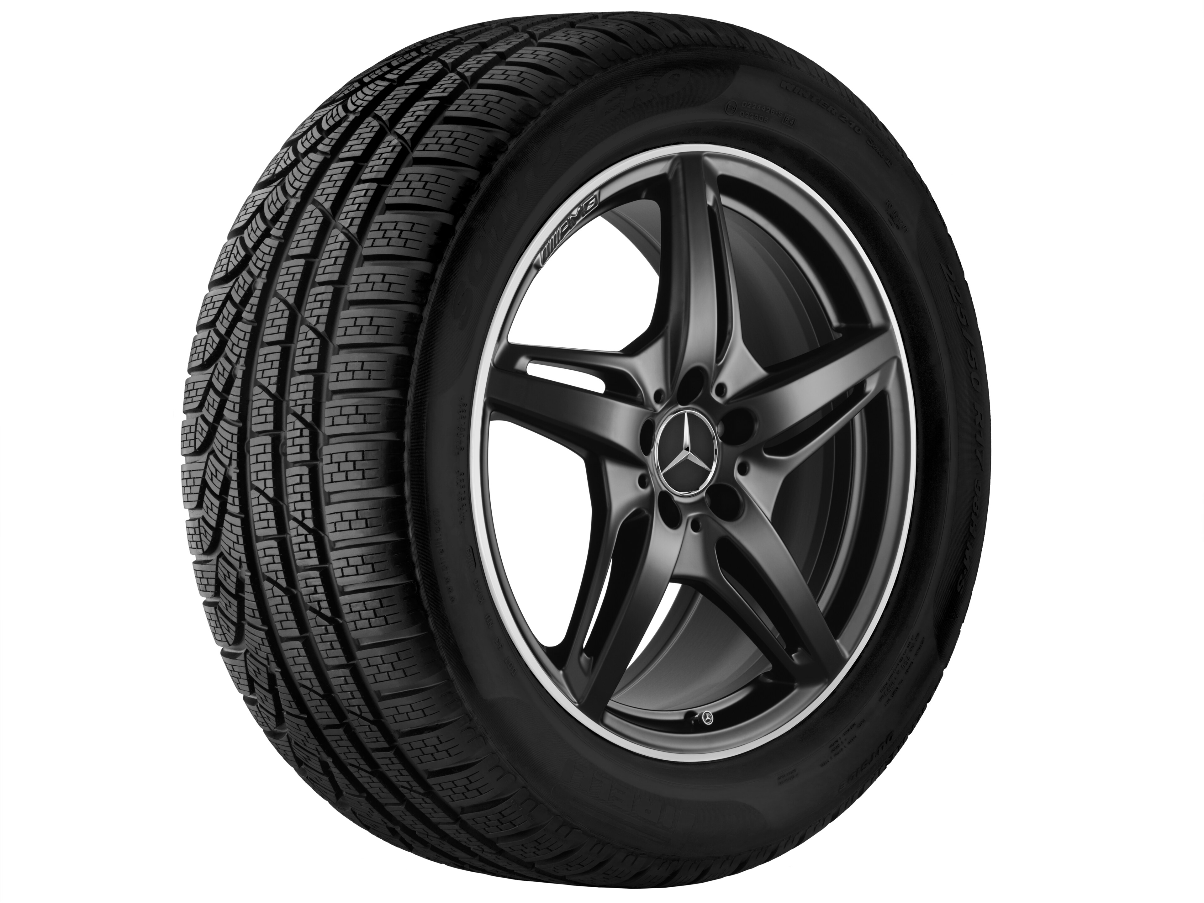Llanta AMG de 5 radios, 50,8 cm (20 pulgadas), Pestaña de la llanta diamantada brillante - 11 J x 20 ET 68, negro mate