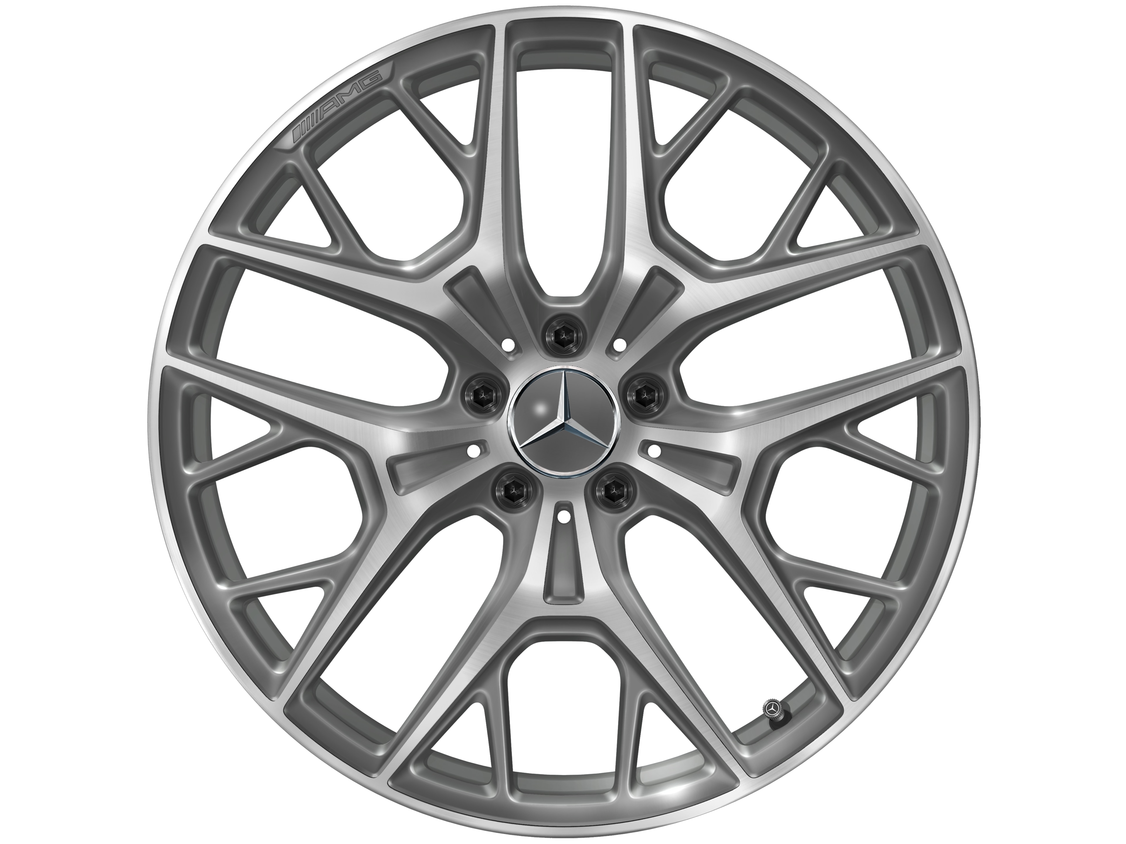 Llanta de aleación AMG, en diseño de radios cruzados, 50,8 cm (20 pulgadas) - 9 J x 20 ET 34, gris Himalaya, pulido a alto brillo