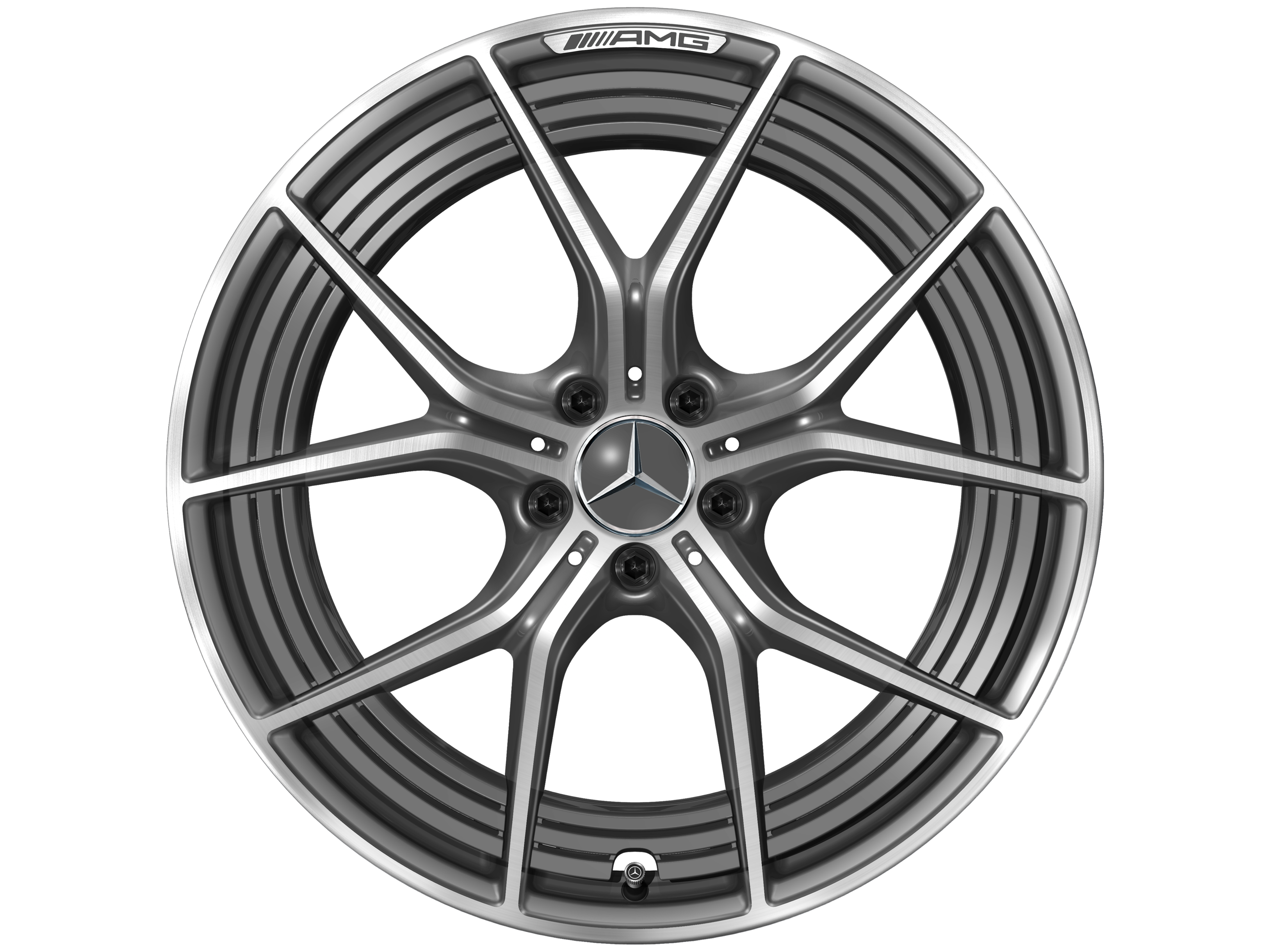 Llanta forjada AMG en diseño de 5 radios dobles, 53,3 cm (21 pulgadas) - 11 J x 21 ET 60, gris tántalo, pulido a alto brillo