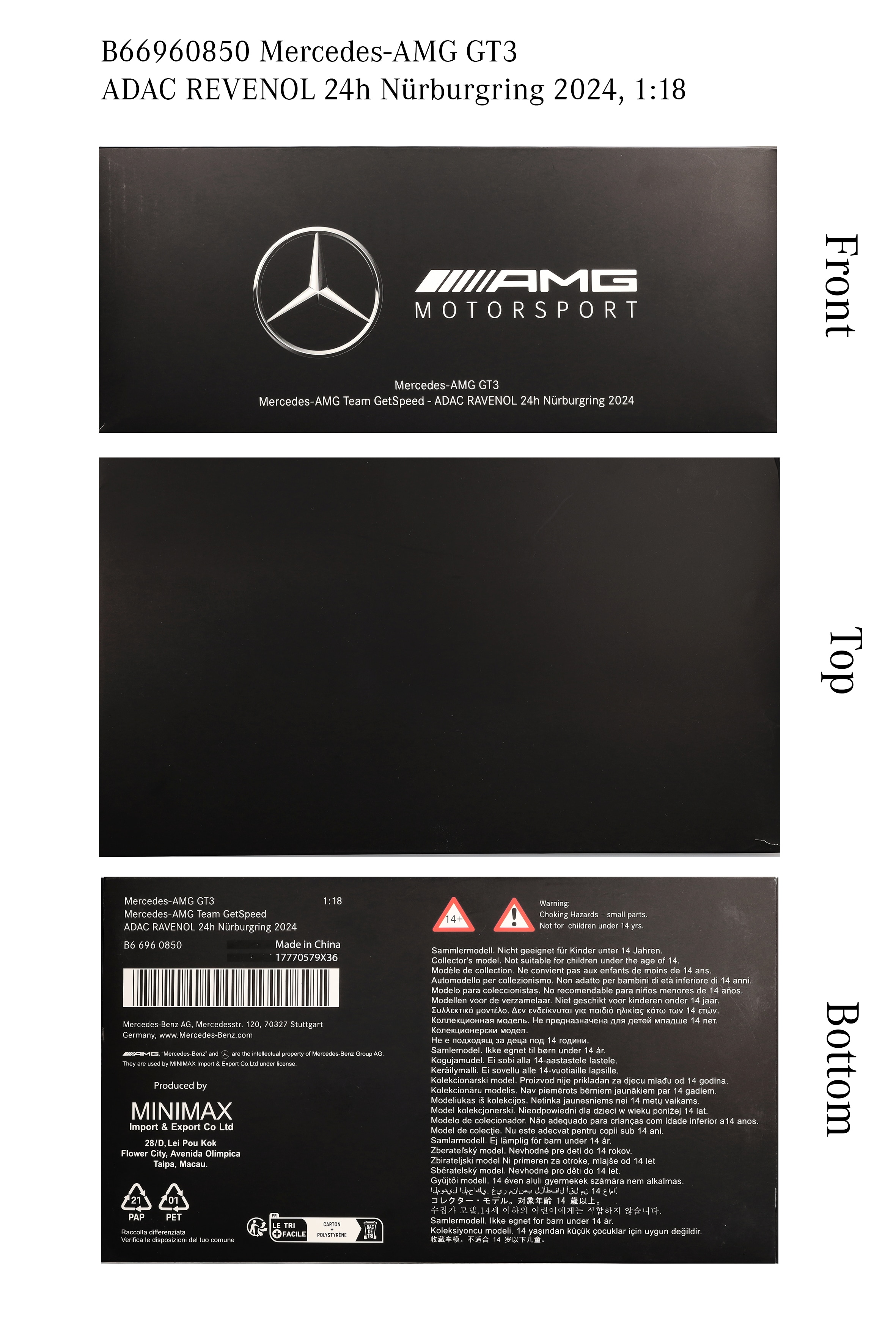 Mercedes-AMG GT3, ADAC RAVENOL 24 h de Nürburgring 2024, C190 - green hell magno, Minimax, 1:18