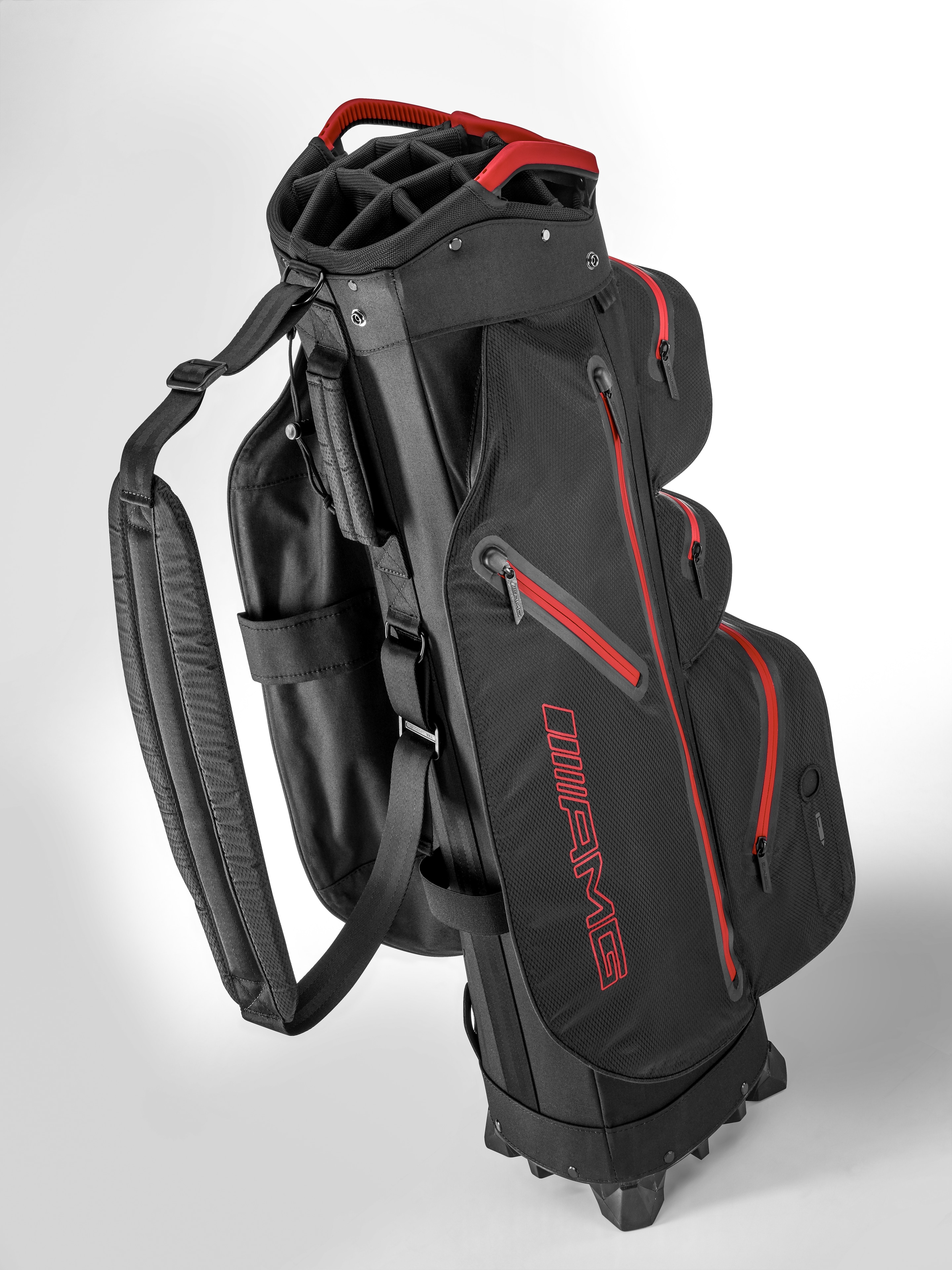 Bolsa de golf para trolley AMG - negro / rojo, Poliamida